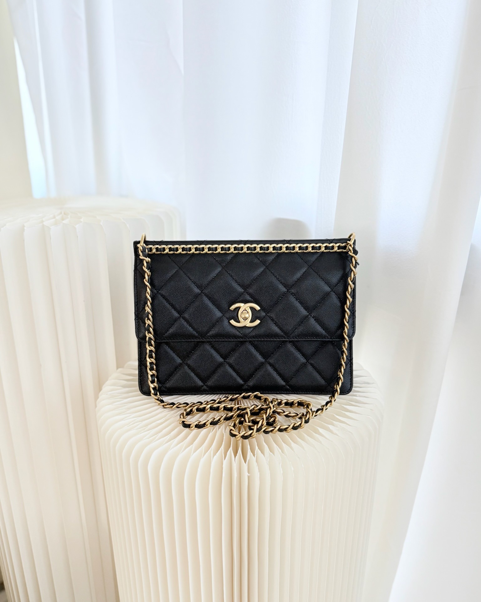Chanel Small Chain Flap Bag Black Caviar Aged 23A