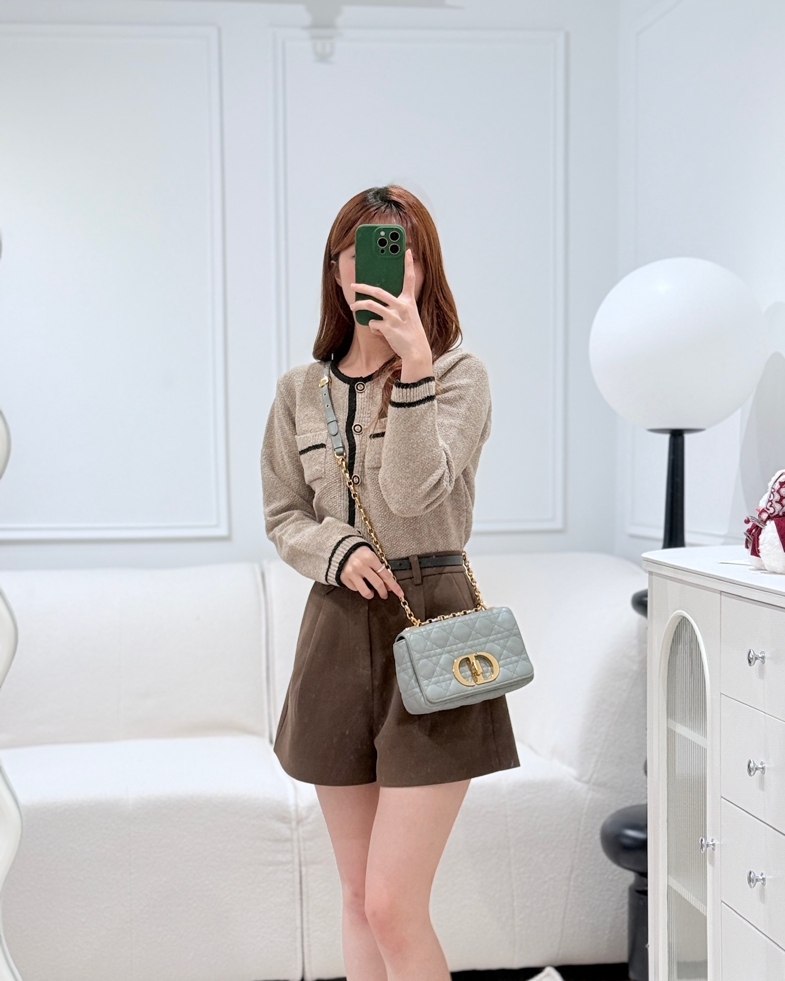 Dior Small Caro Bag Grey Supple Cannage Calfskin