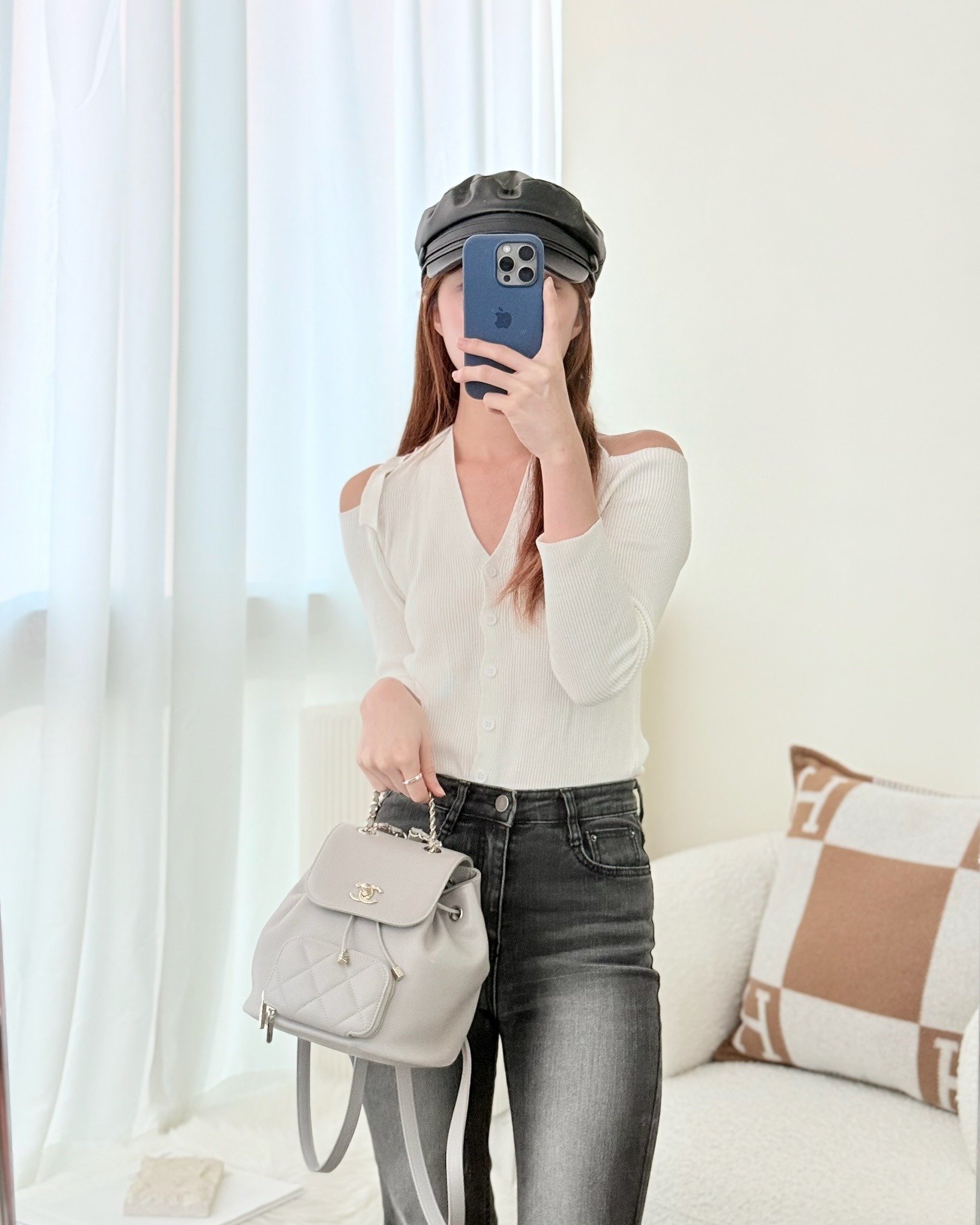 Chanel Mini Business Affinity Backpack Grey Caviar 22B