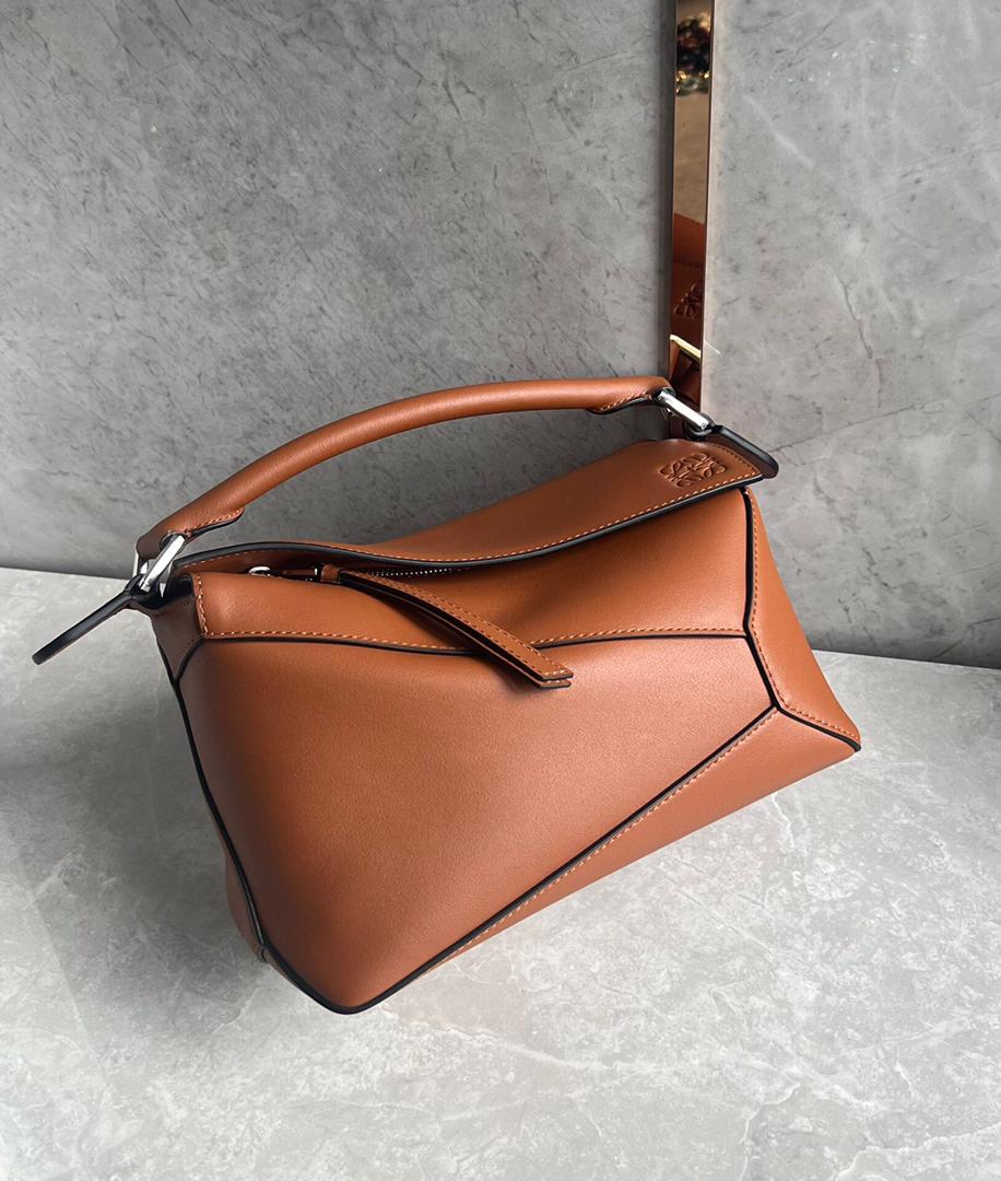 LOEWE  Calfskin Small Puzzle Bag Tan