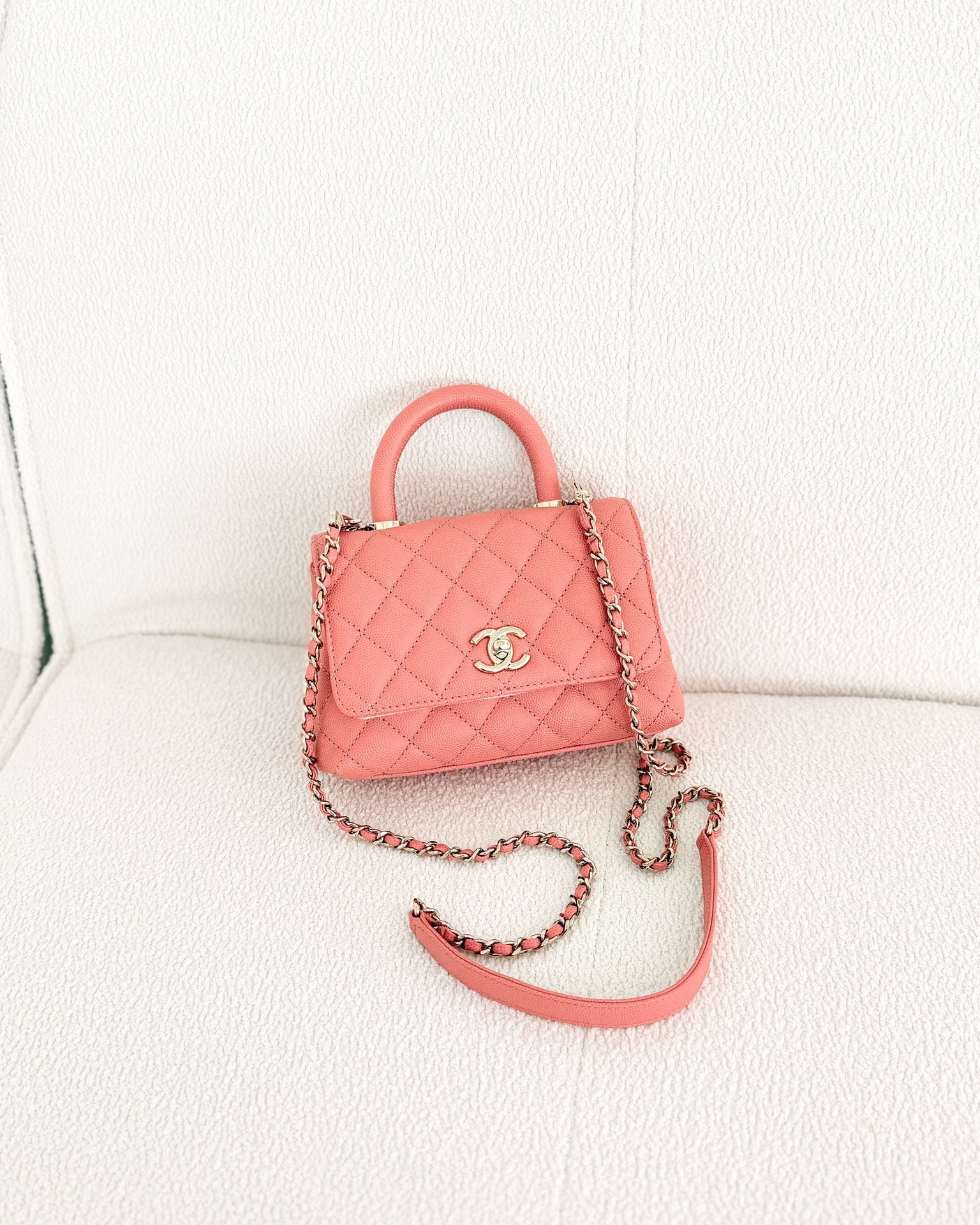 Chanel Mini Coco Handle Quilted Pink Caviar