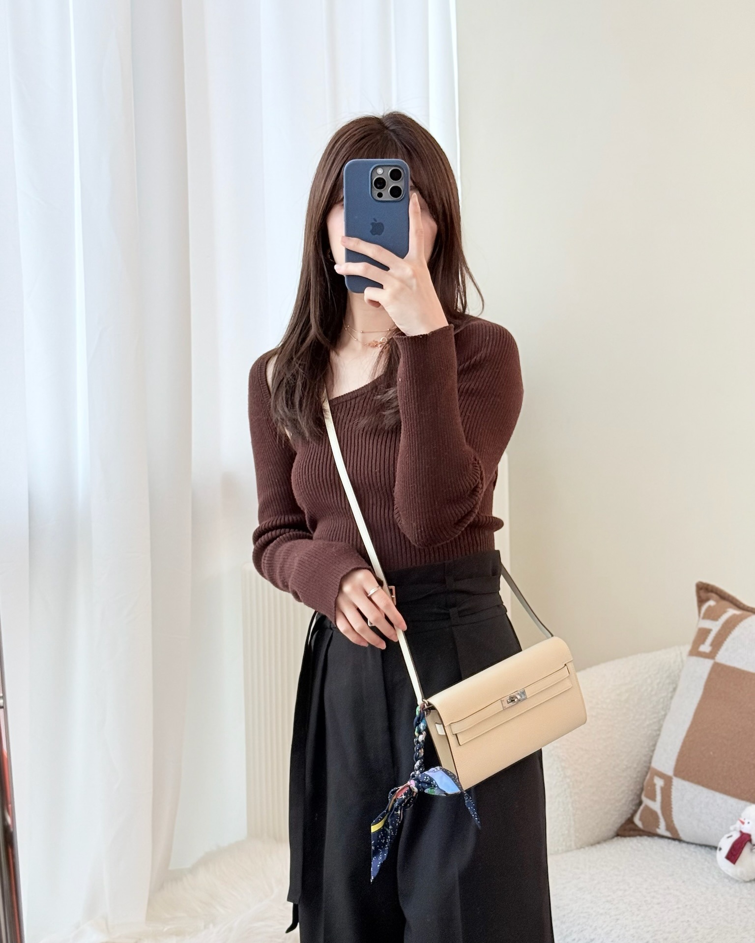 Hermès Kelly To Go Wallet Nata I2/ Sesame 2S Epsom Palladium Hardware