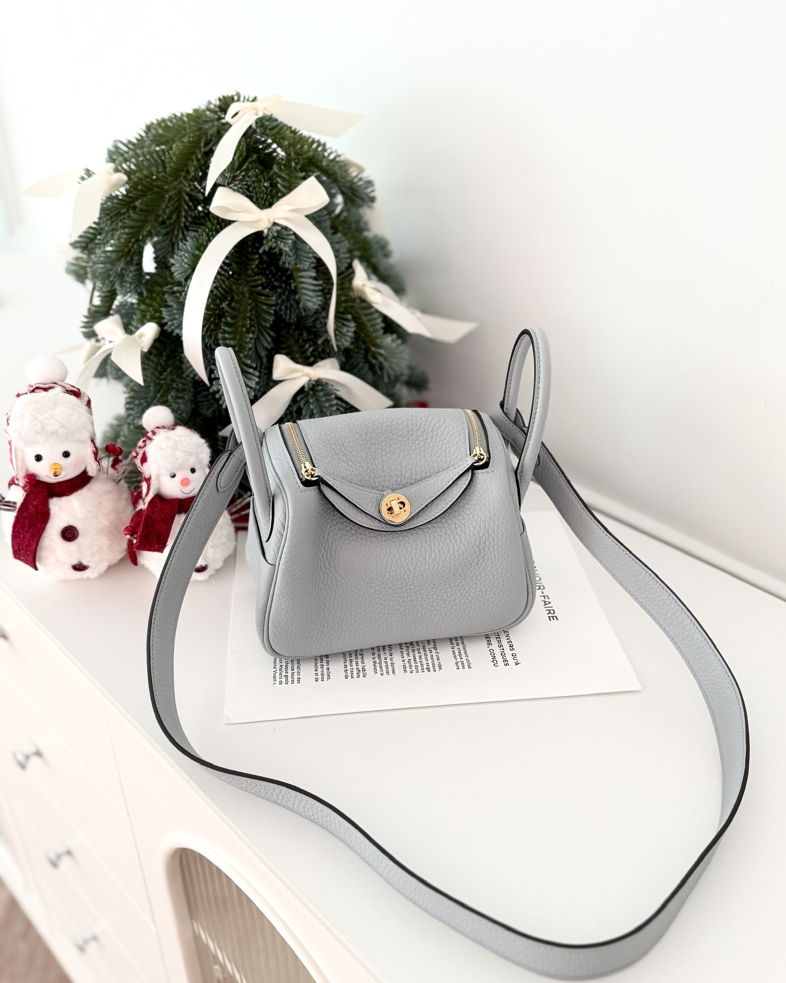 Hermès Mini Lindy 20 Blue Glacier 8U Clemence