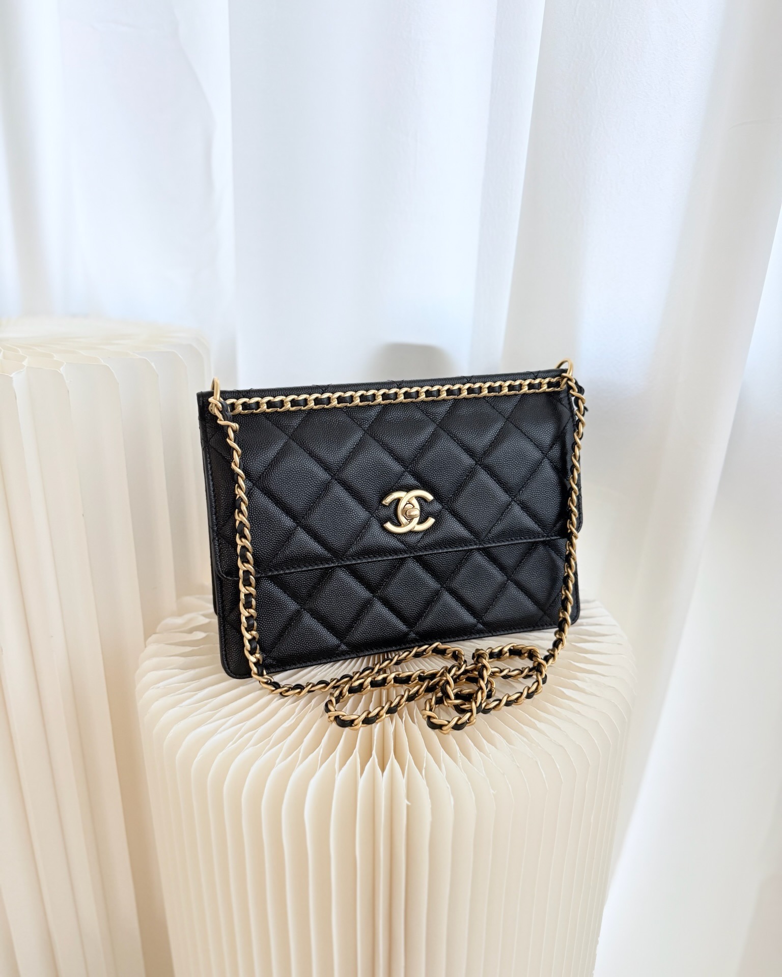 Chanel Small Chain Flap Bag Black Caviar Aged 23A