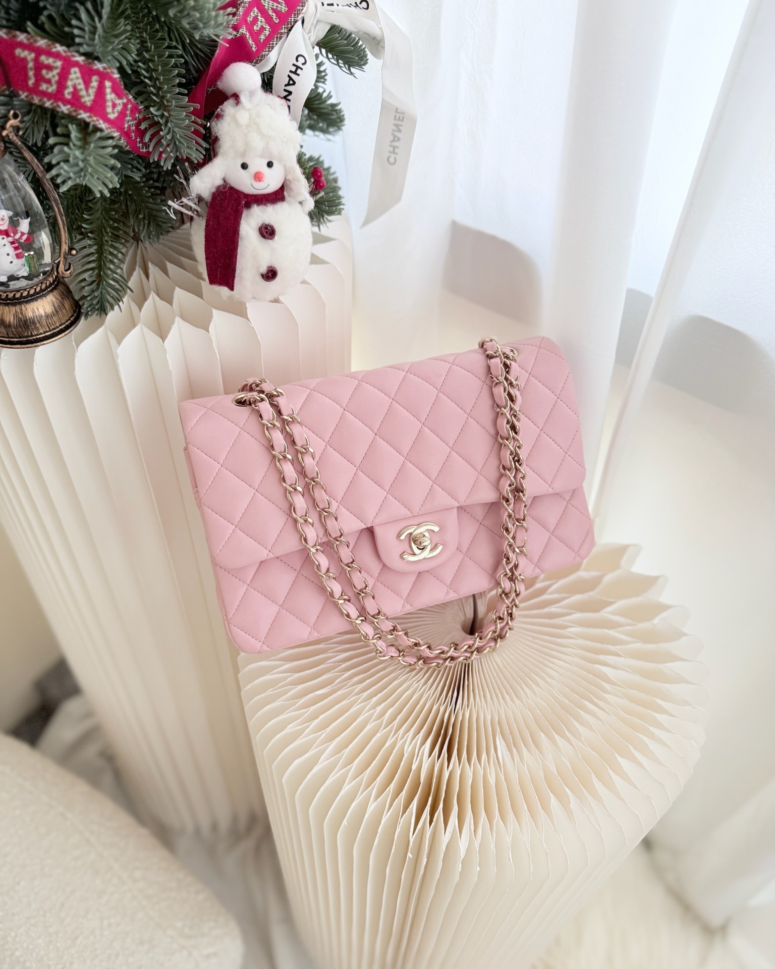 Chanel Classic M/L Medium Flap Quilted Pink Lambskin