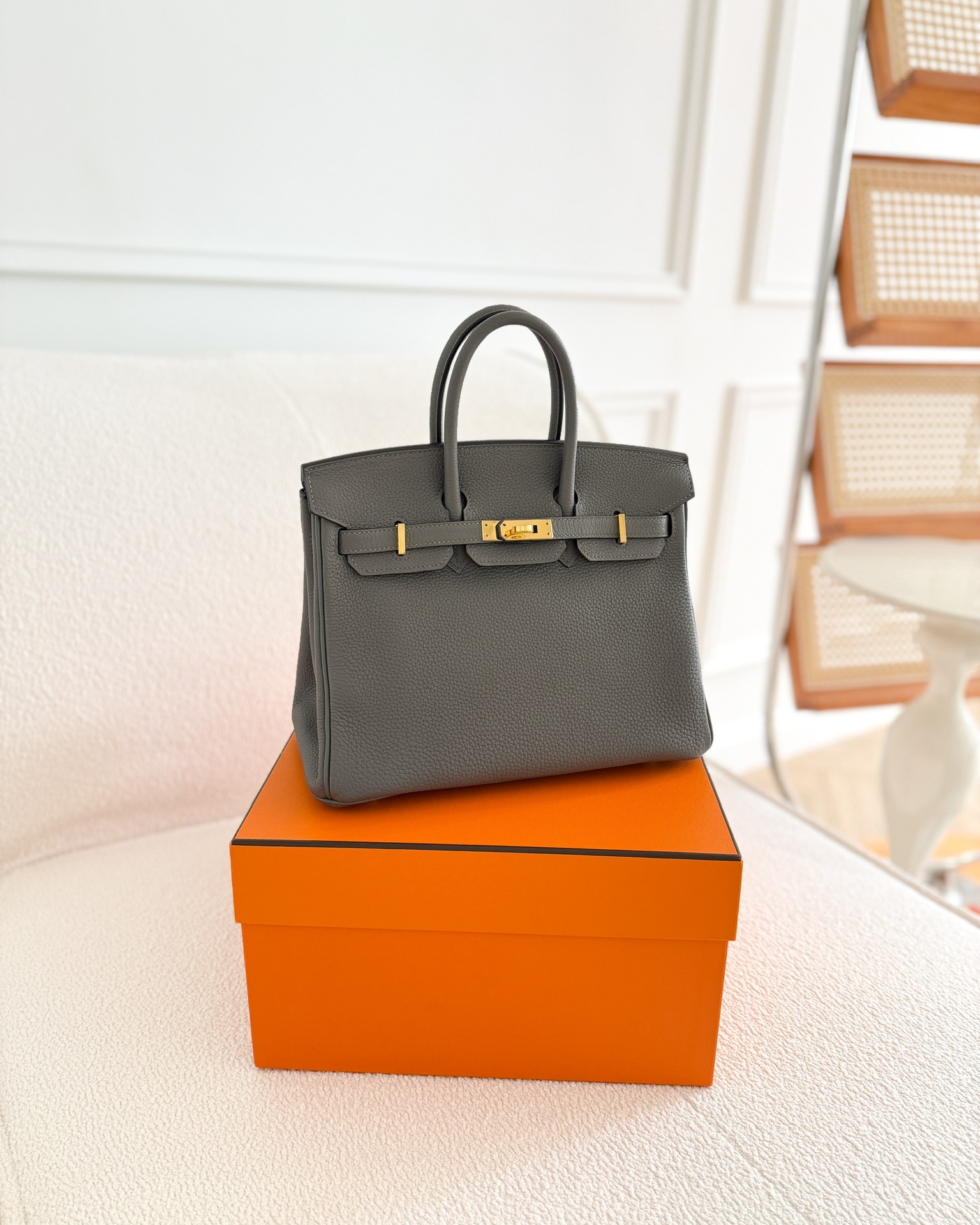 Hermès Birkin 25 Retourne Gris Meyer 0L Togo