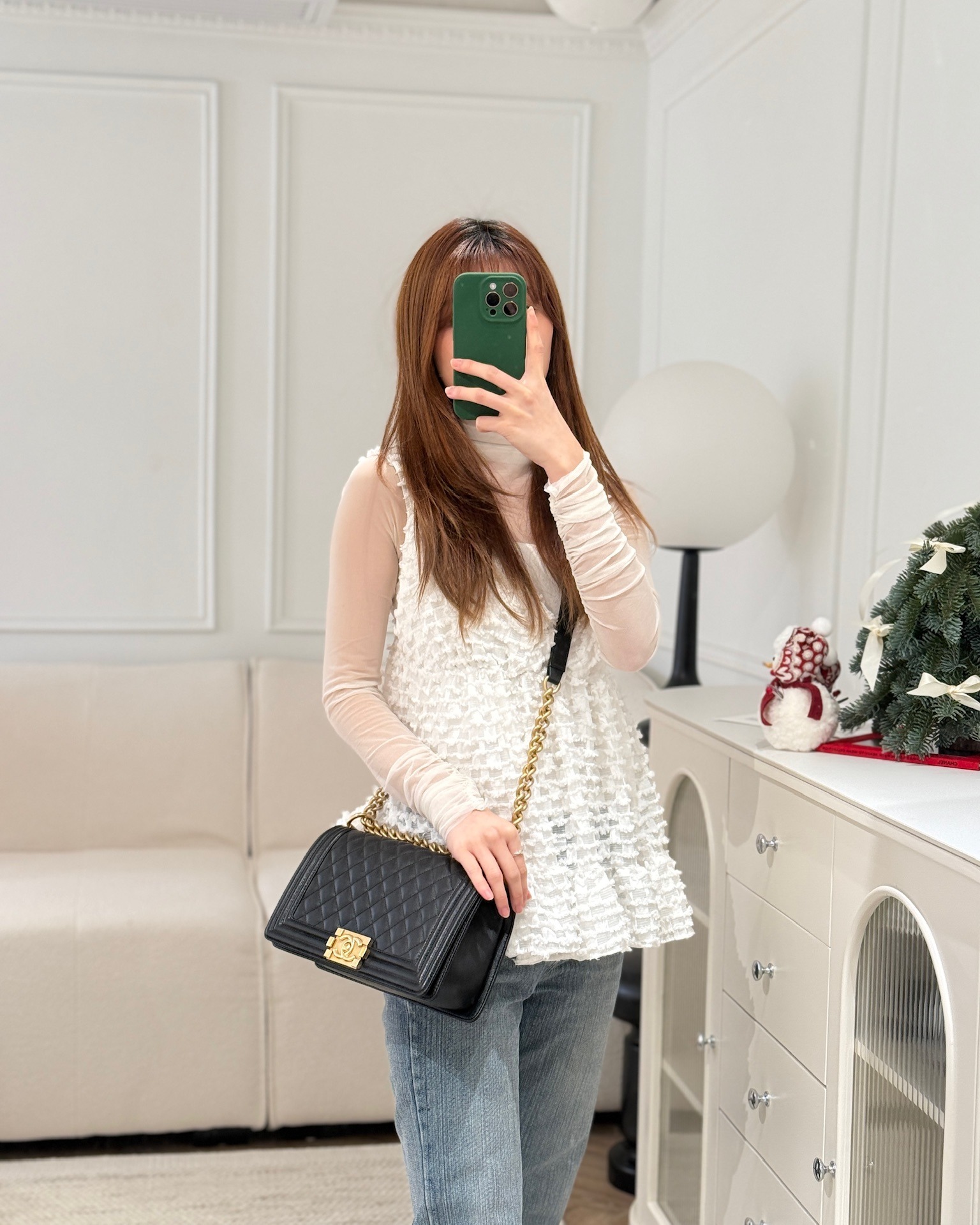 Chanel Medium Boy Quilted Black Caviar Aged