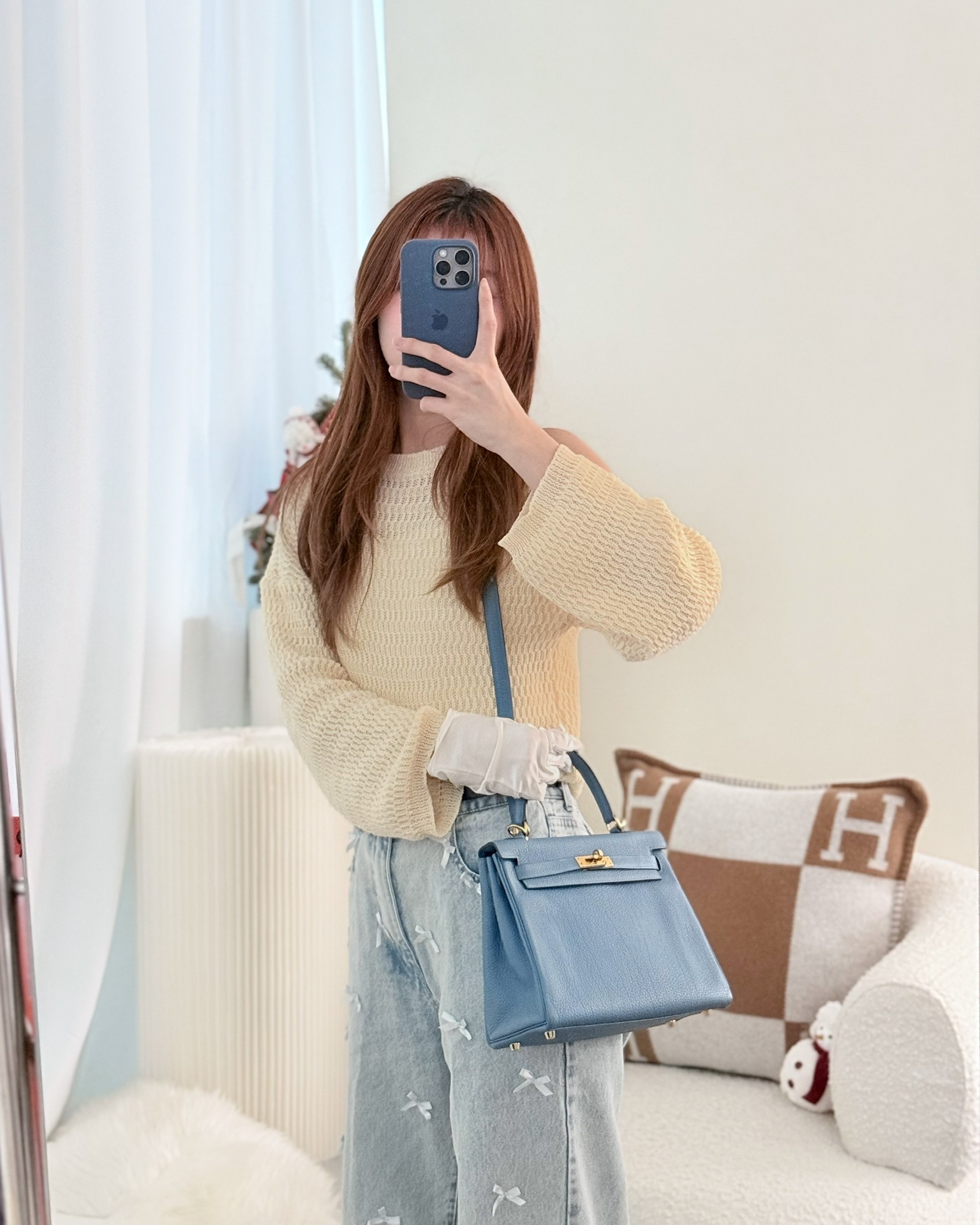 Hermès Kelly 25 Togo Bleu Azur 7R