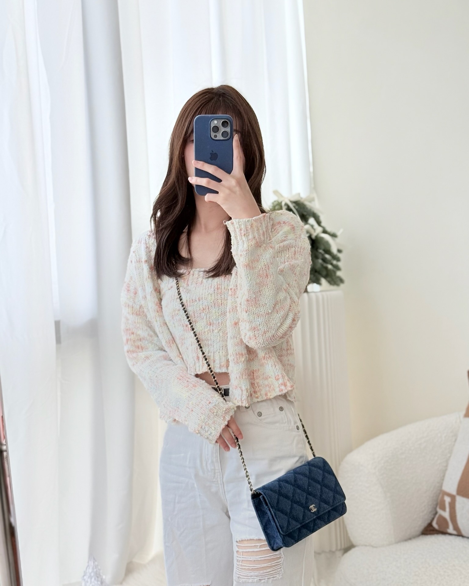 Chanel Quilted Classic Wallet on Chain WOC Denim