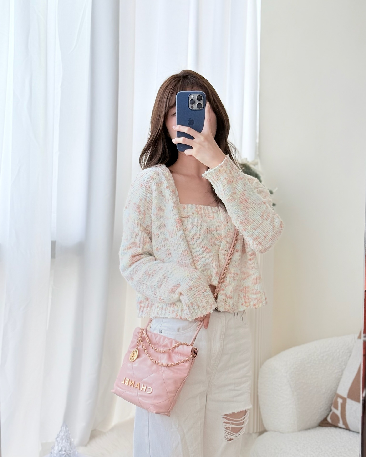 Chanel 22 Mini Bag Light Pink Crumpled Calfskin