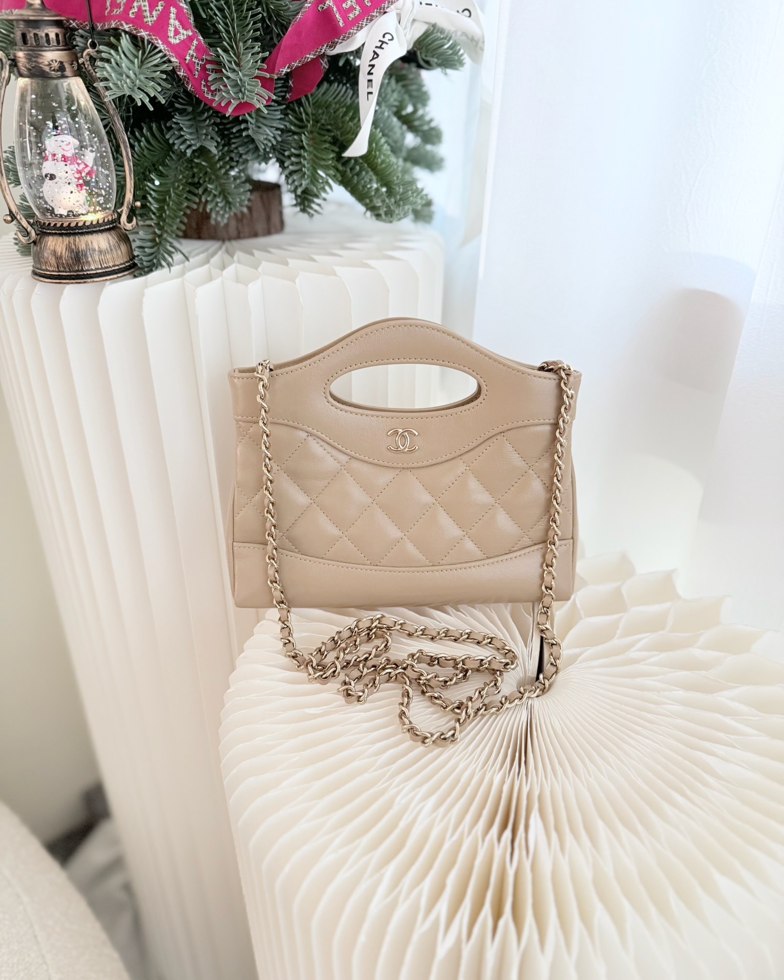 Chanel Nano 31 Beige Shiny Lambskin