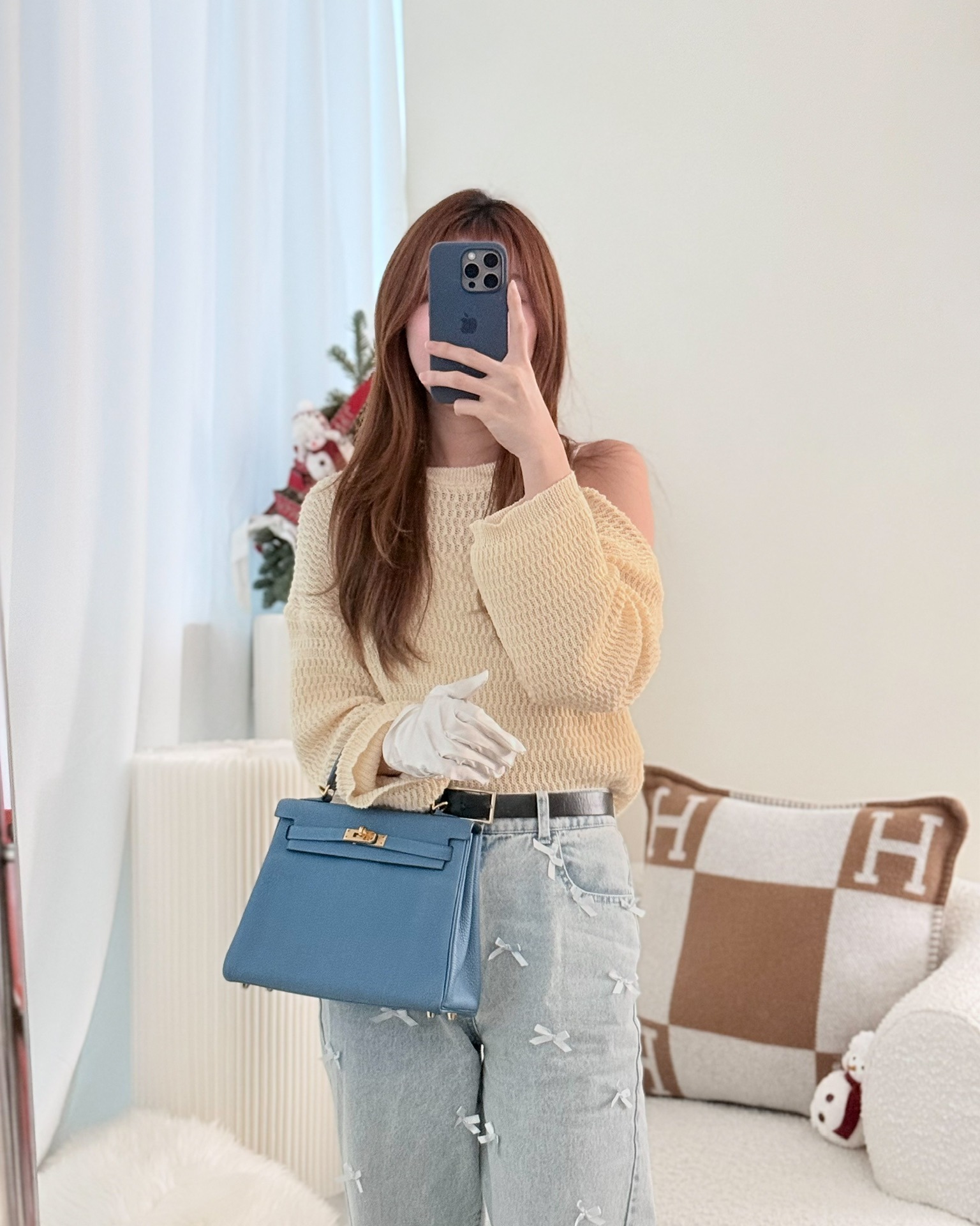 Hermès Kelly 25 Togo Bleu Azur 7R