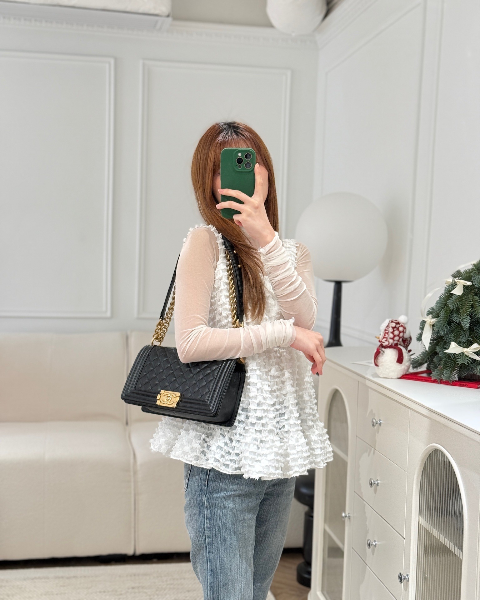 Chanel Medium Boy Quilted Black Caviar Aged