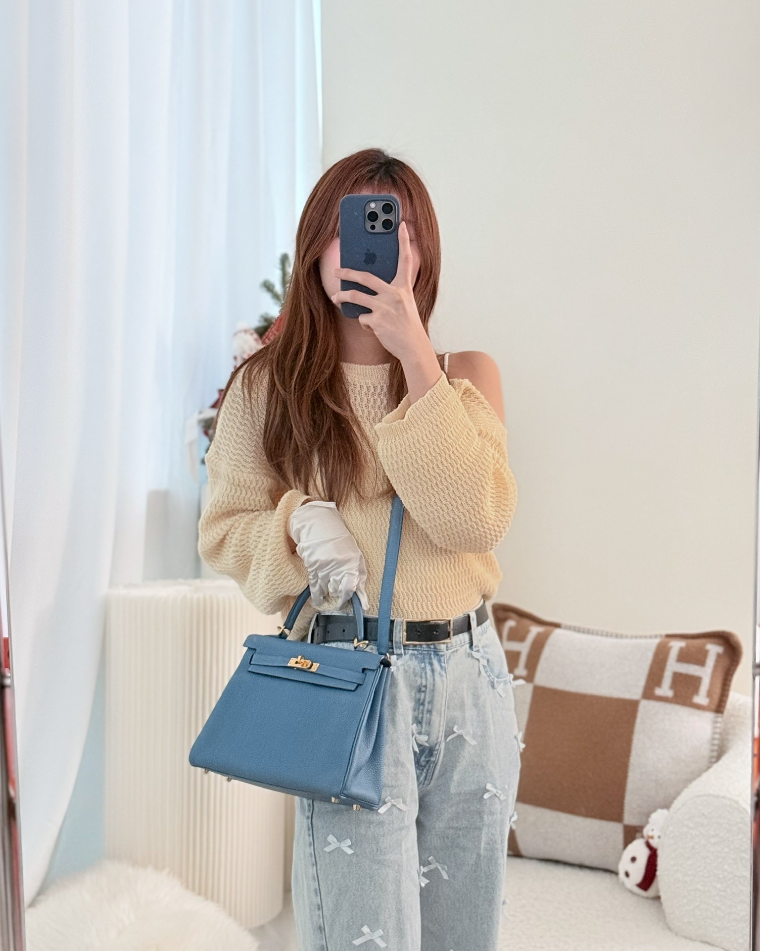 Hermès Kelly 25 Togo Bleu Azur 7R