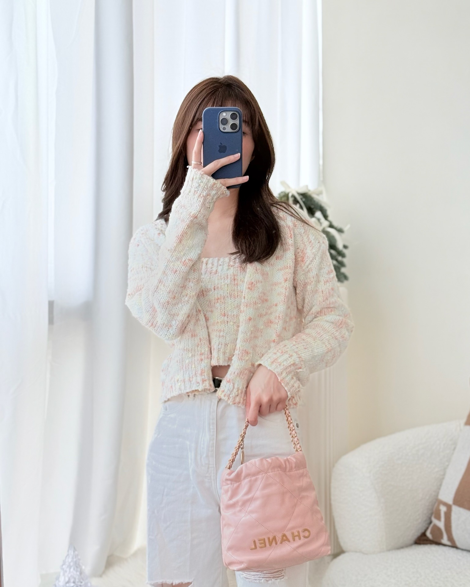 Chanel 22 Mini Bag Light Pink Crumpled Calfskin