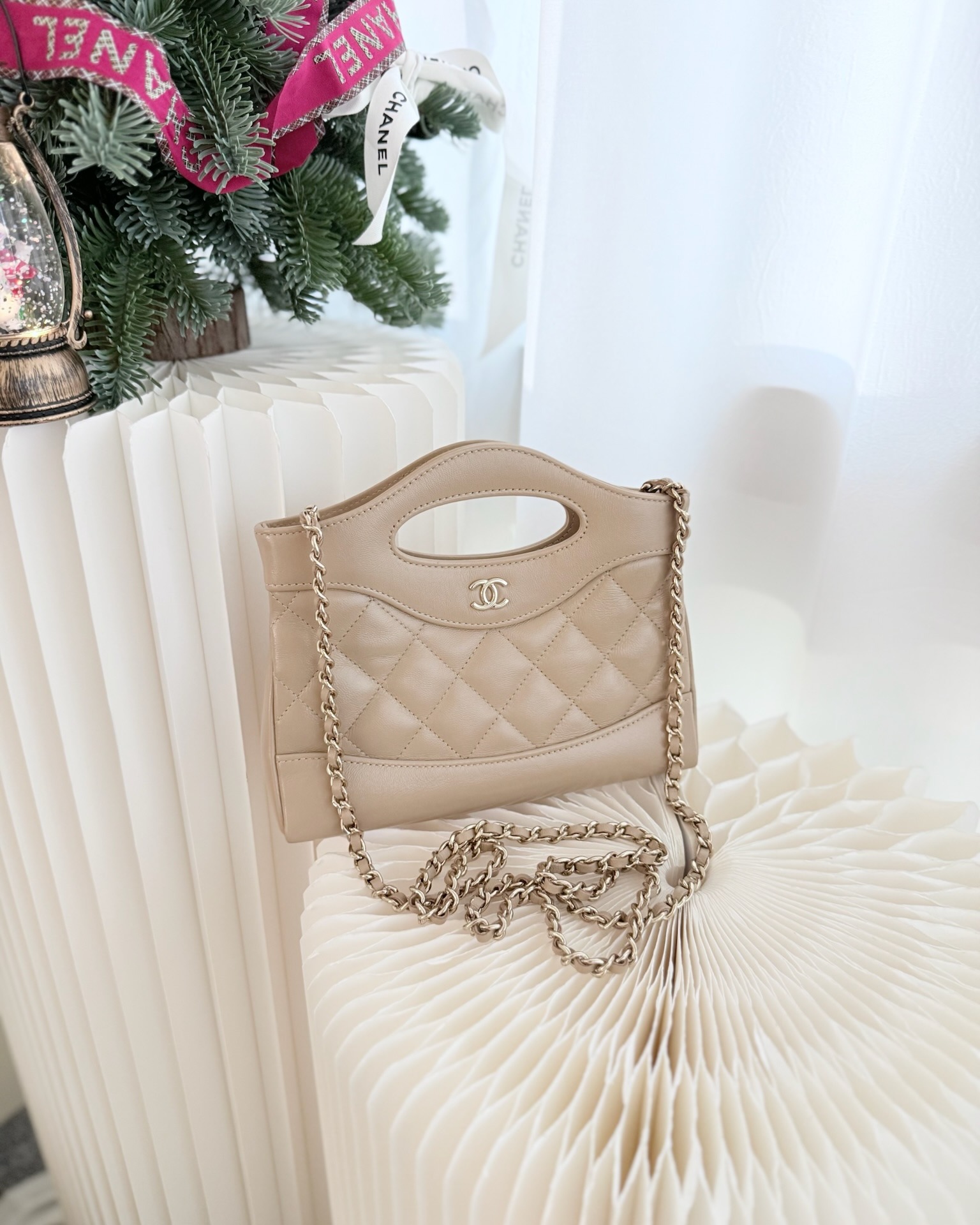 Chanel Nano 31 Beige Shiny Lambskin
