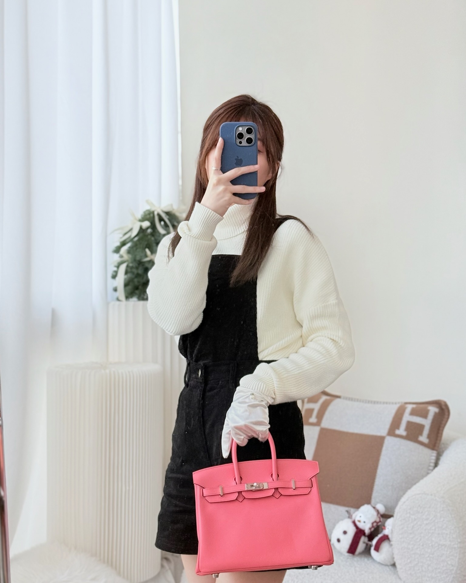 Hermès Birkin 25 Retourne Rose Azalee 8W Swift Palladium Hardware