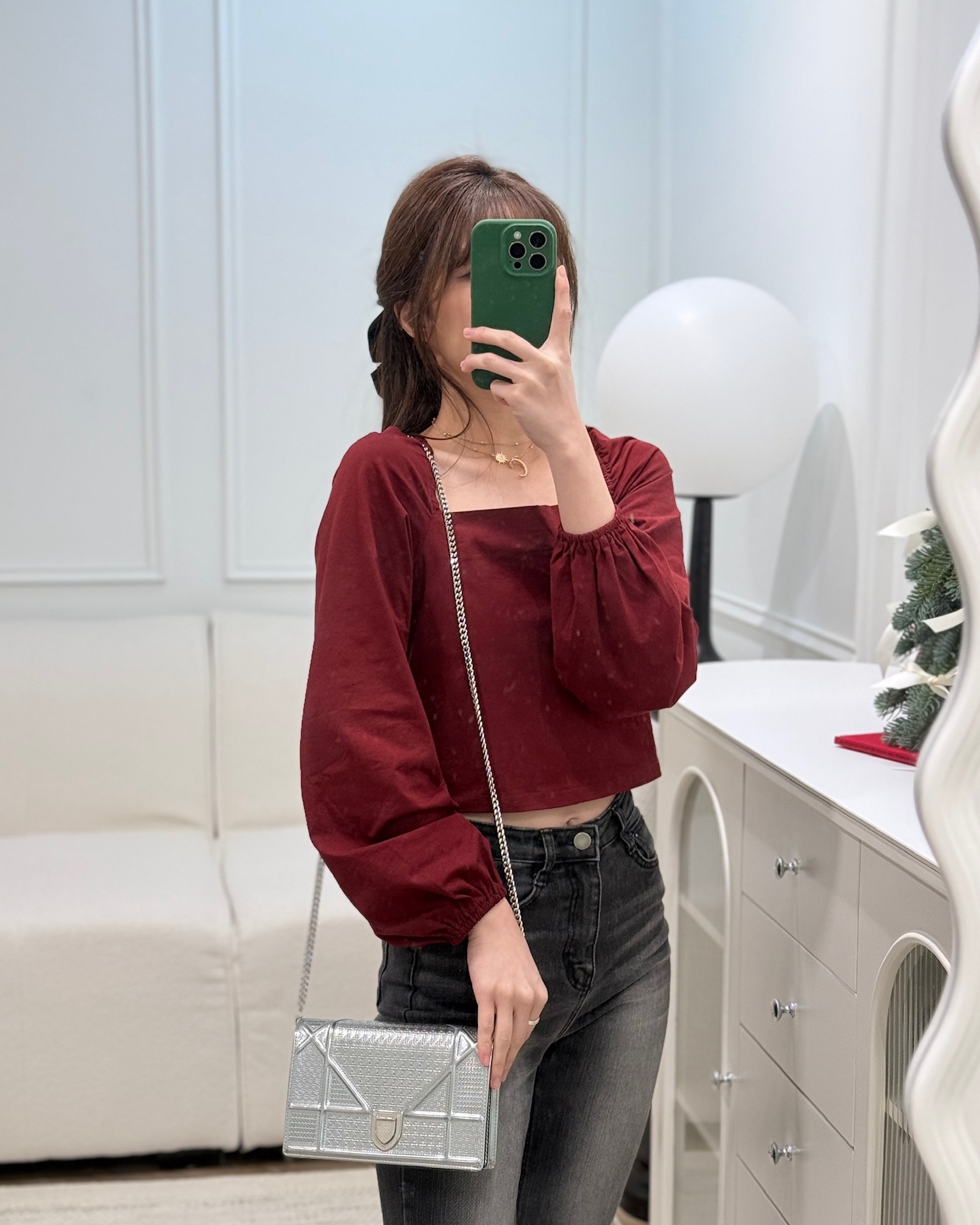 Dior Diorama Wallet on Chain Metallic Silver