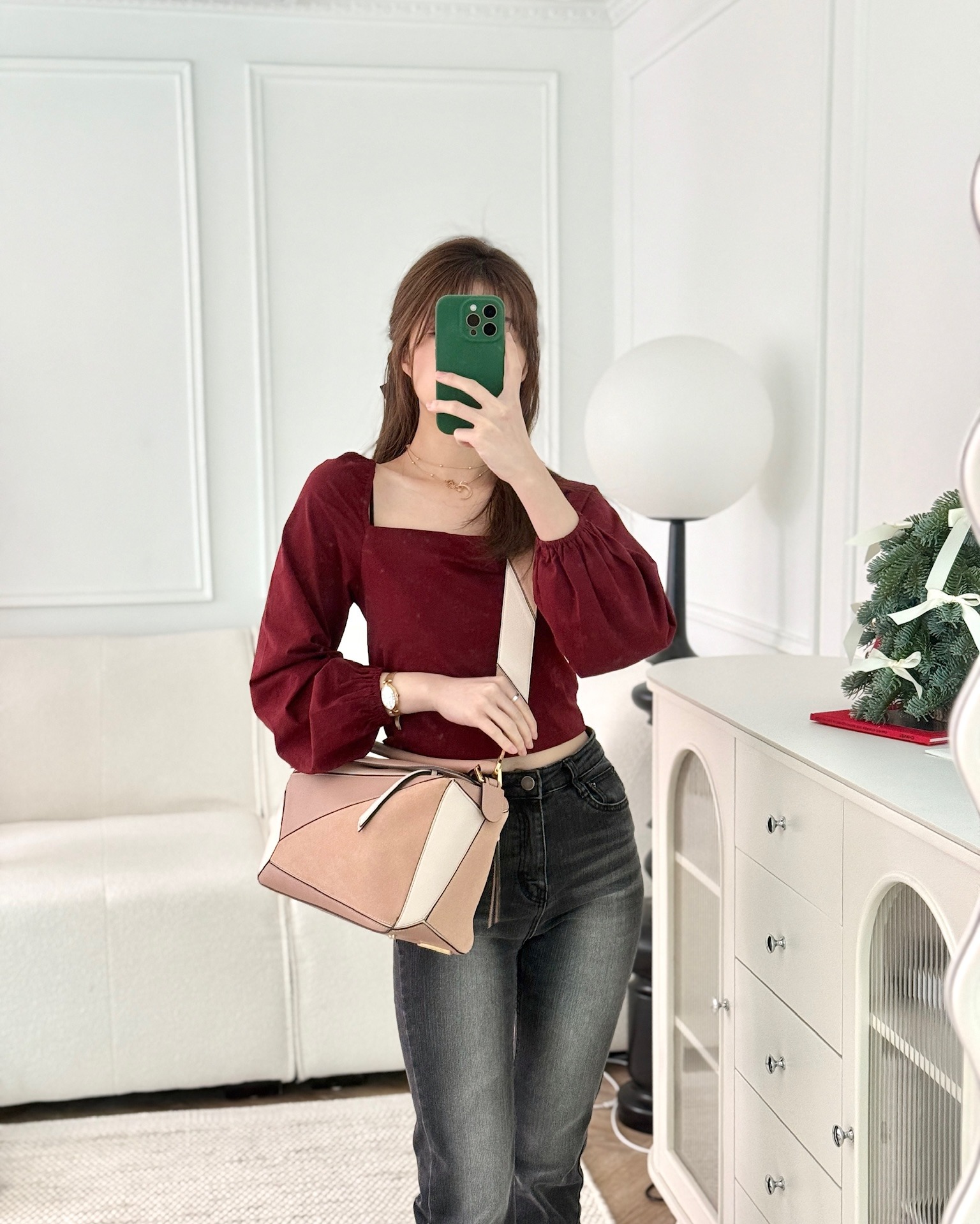 Loewe Medium Puzzle Bag Blush Pink Suede Calfskin