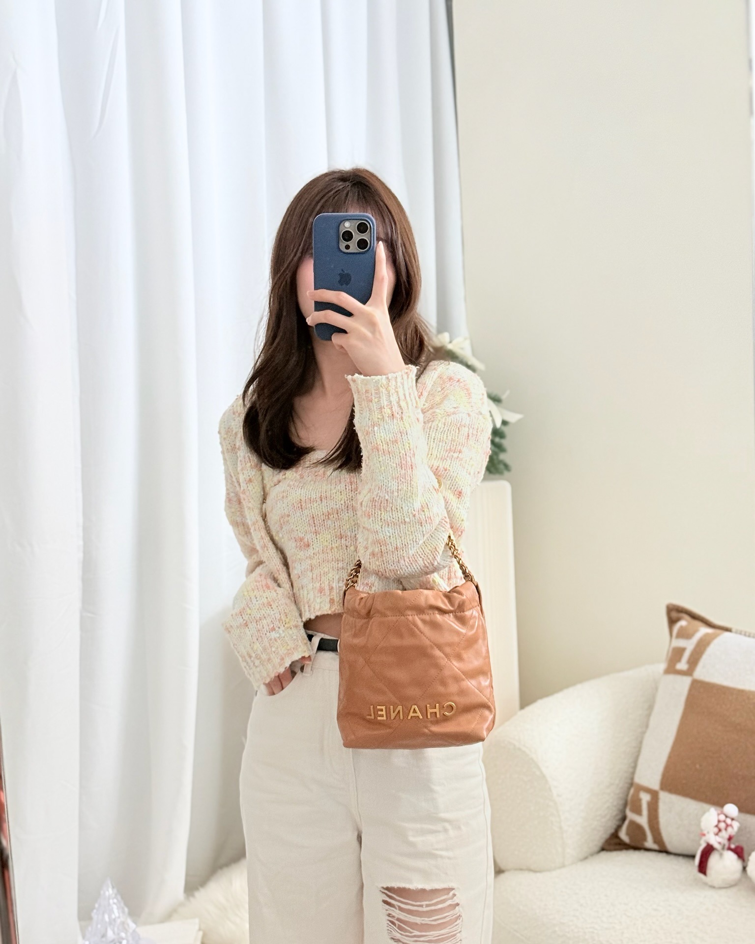 Chanel 22 Mini Bag Caramel Crumpled Calfskin