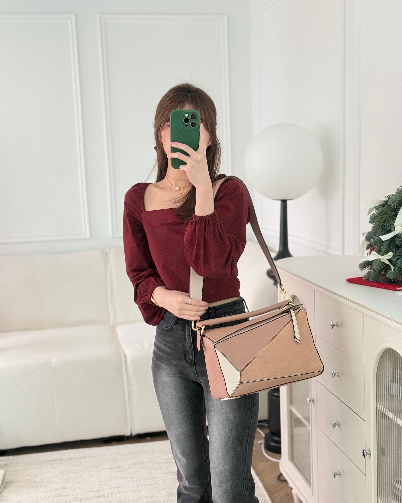 Loewe Medium Puzzle Bag Blush Pink Suede Calfskin