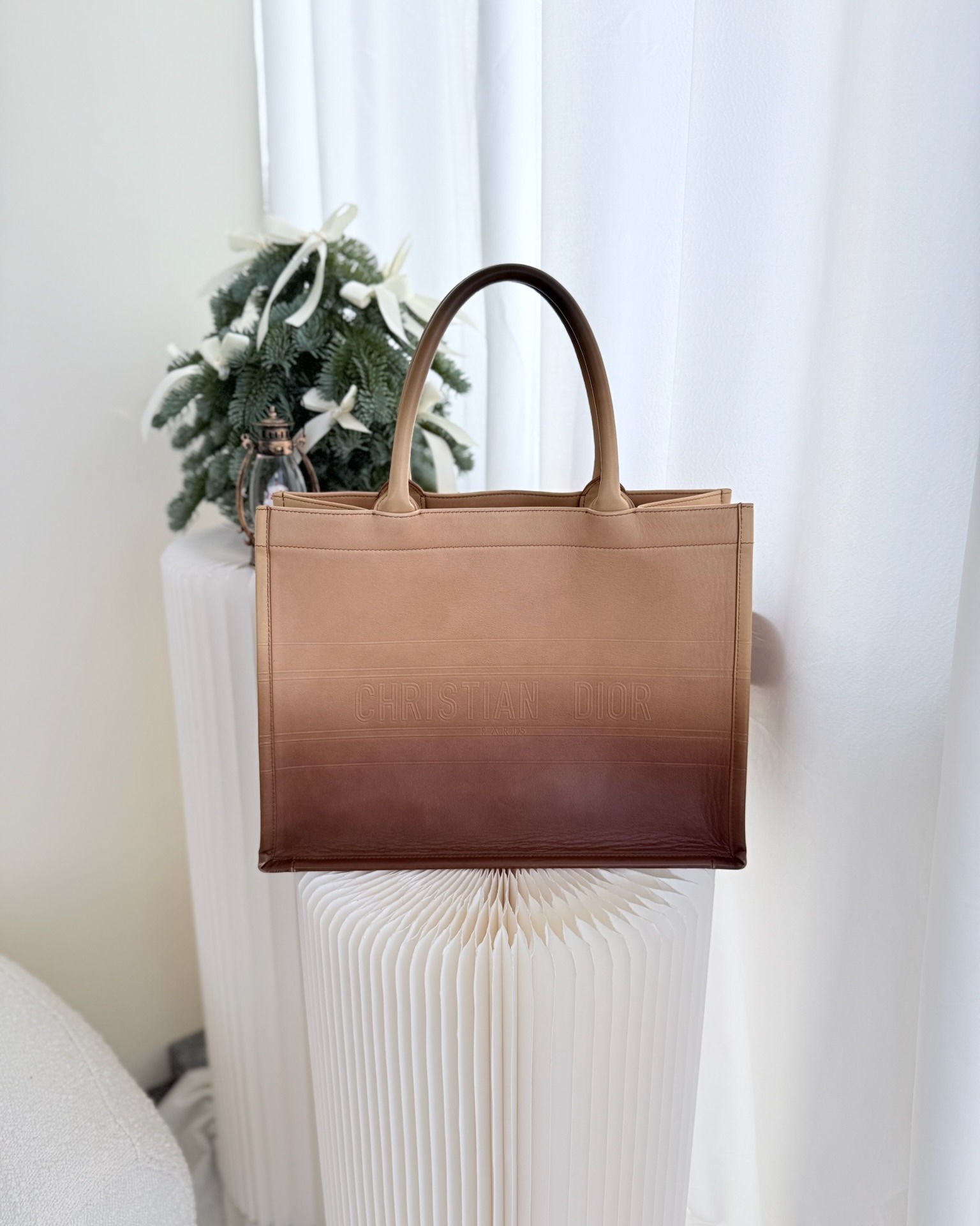 Dior Medium Book Tote Gradient Brown Calfskin