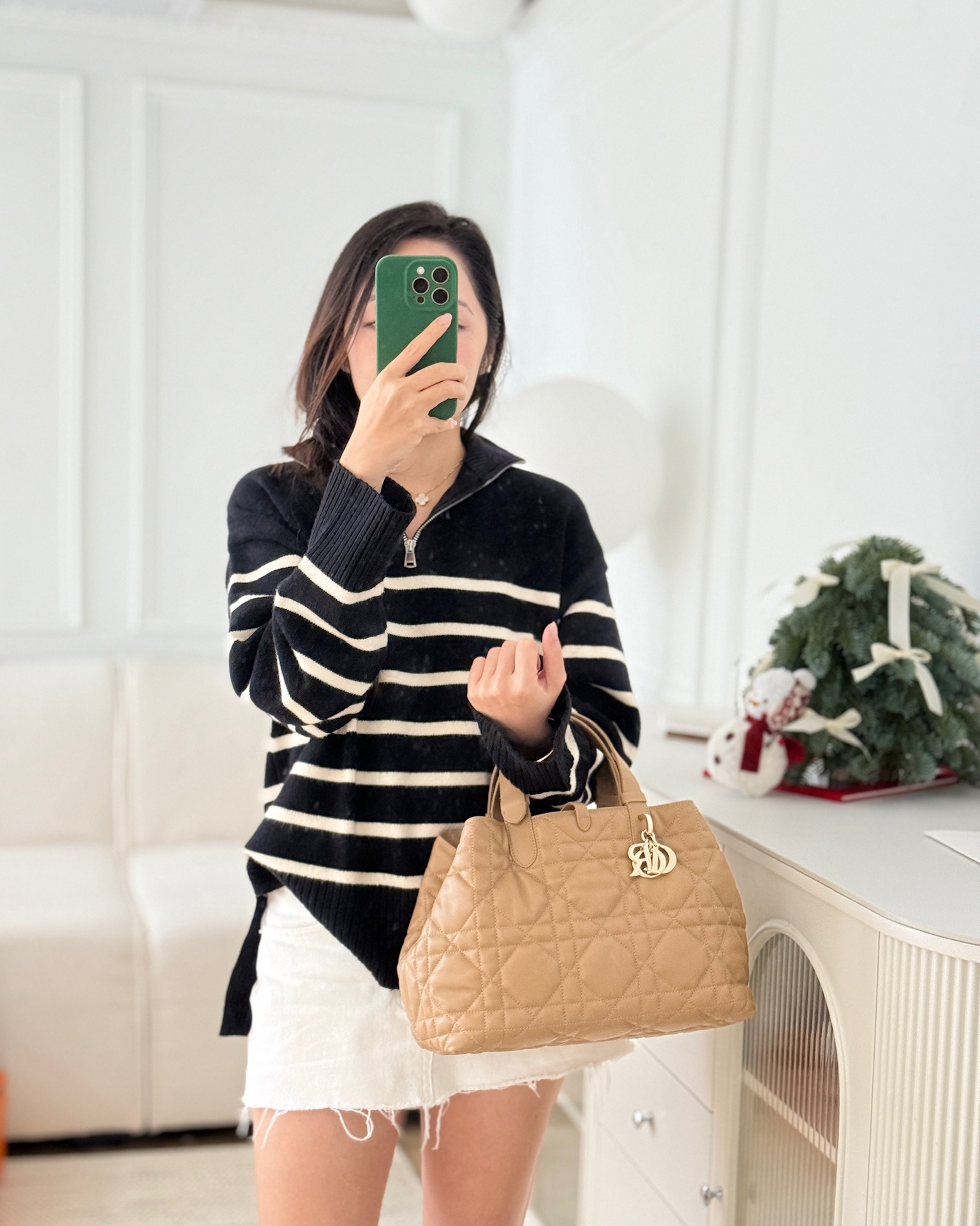 Dior Small Dior Toujours Bag Beige Macrocannage Calfskin