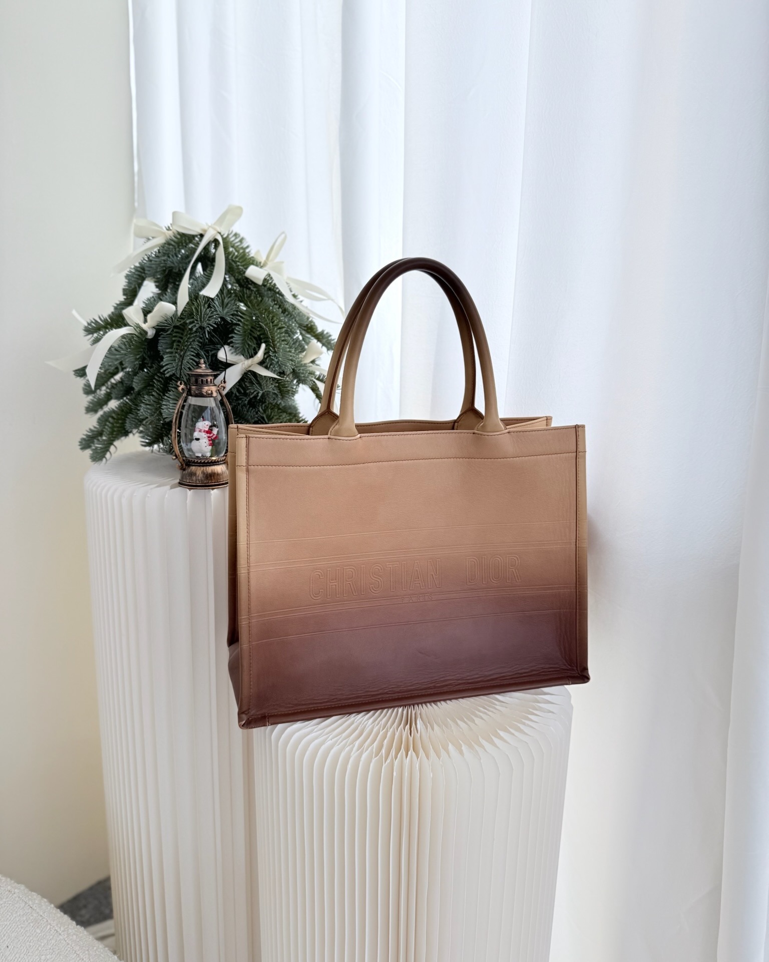 Dior Medium Book Tote Gradient Brown Calfskin