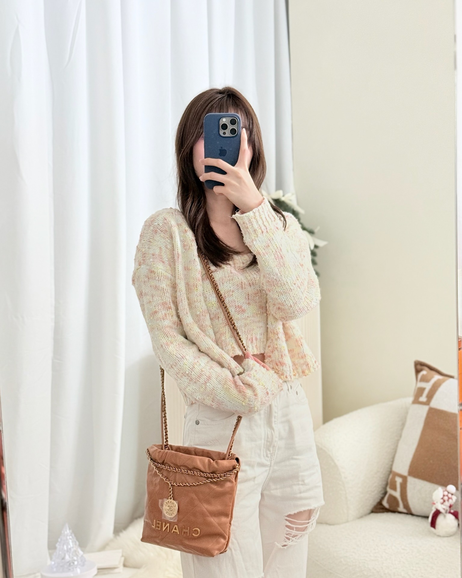 Chanel 22 Mini Bag Caramel Crumpled Calfskin