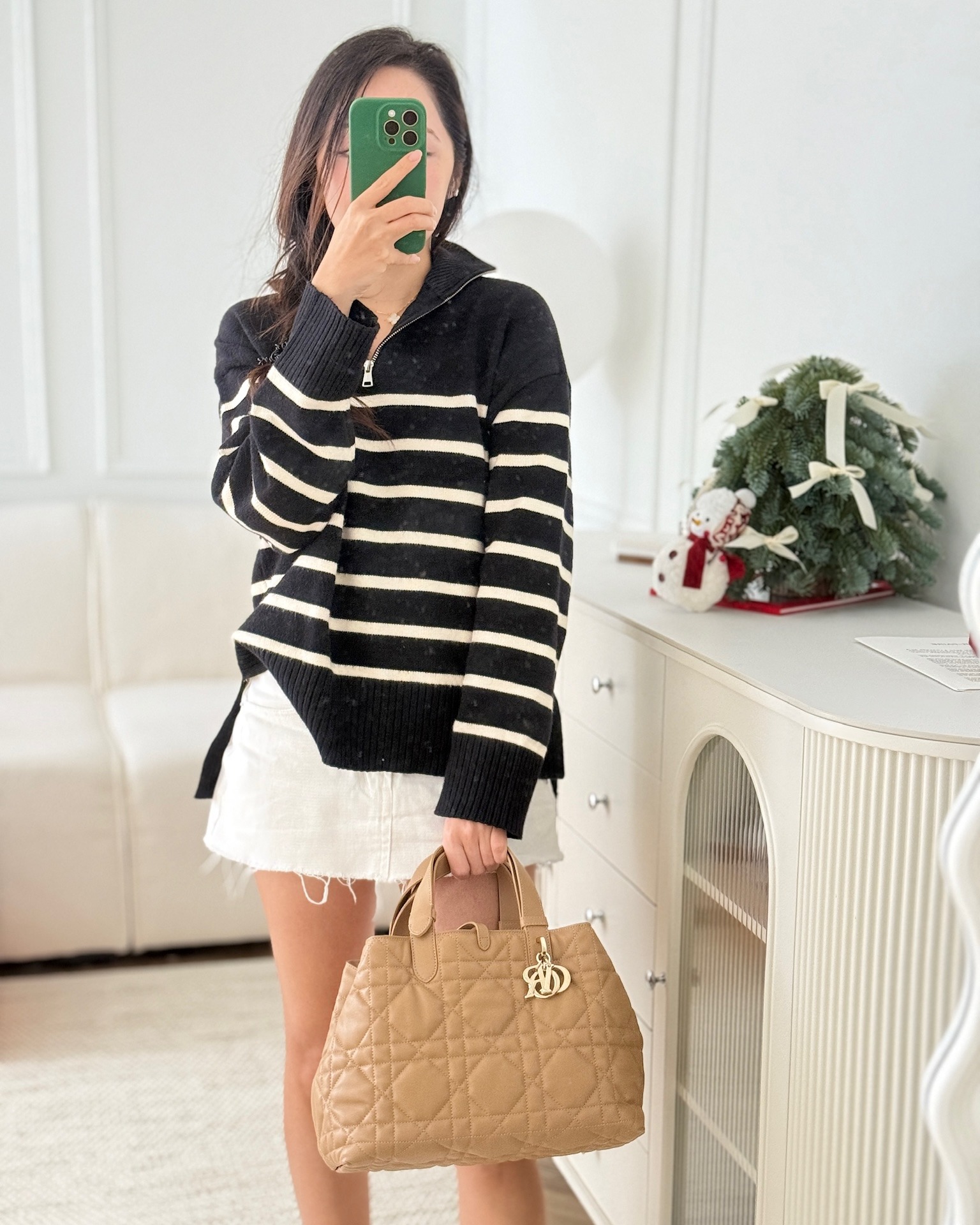 Dior Small Dior Toujours Bag Beige Macrocannage Calfskin