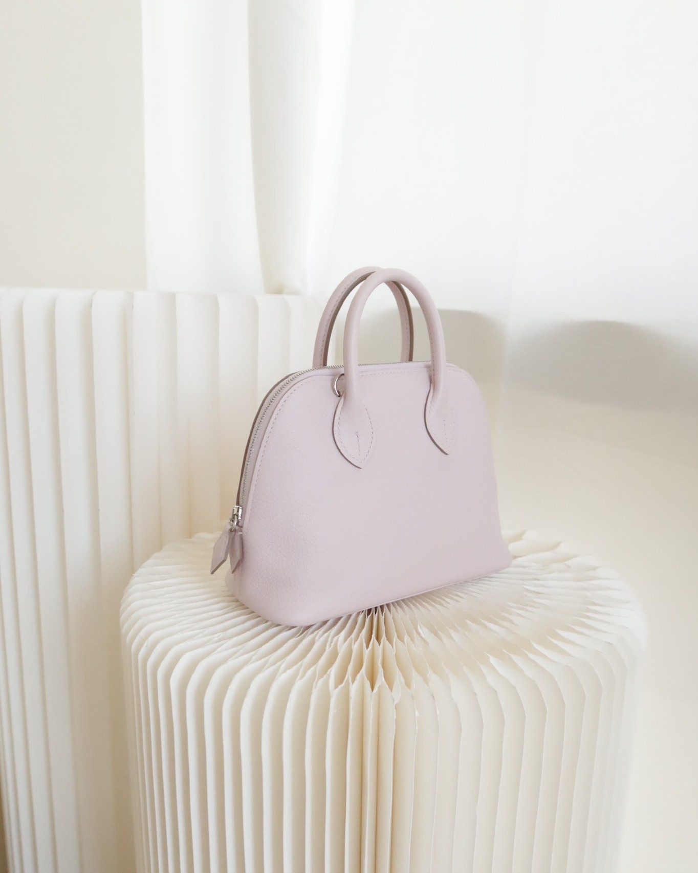 Hermès Bolide Mini 1923 Evercolor Mauve Pale 09/ Caramel 28