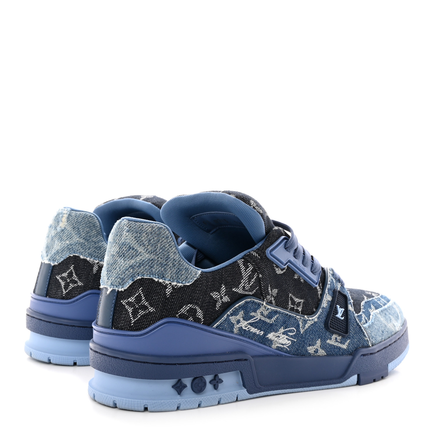 LOUIS VUITTON Monogram Denim Mens LV Trainer Sneakers