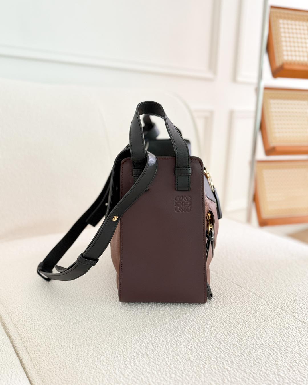 Loewe Small Hammock Shoulder Bag Black/Burgundy/Brown