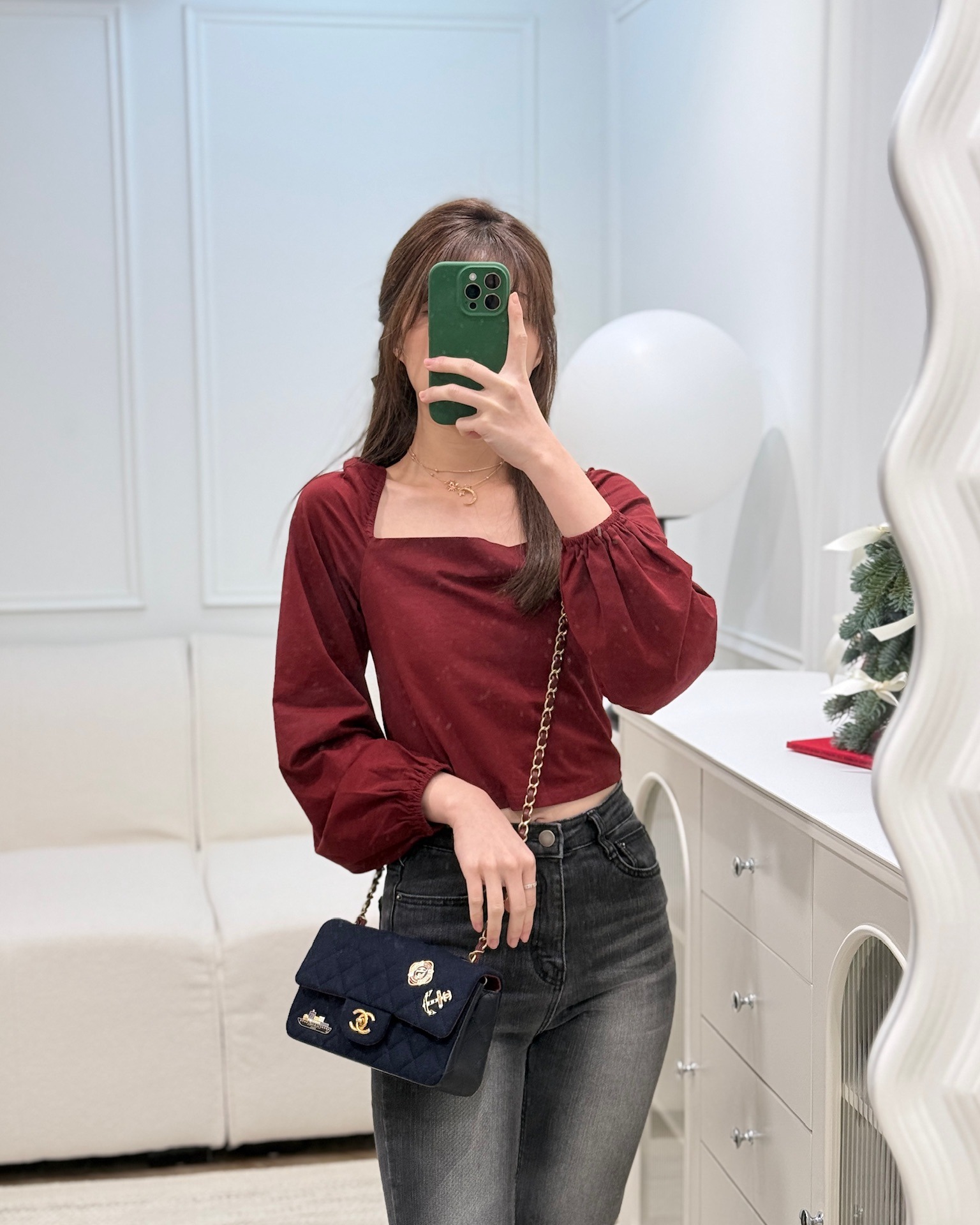 Chanel Paris-Hamburg Charms Mini Rectangular Flap Navy Wool 18C