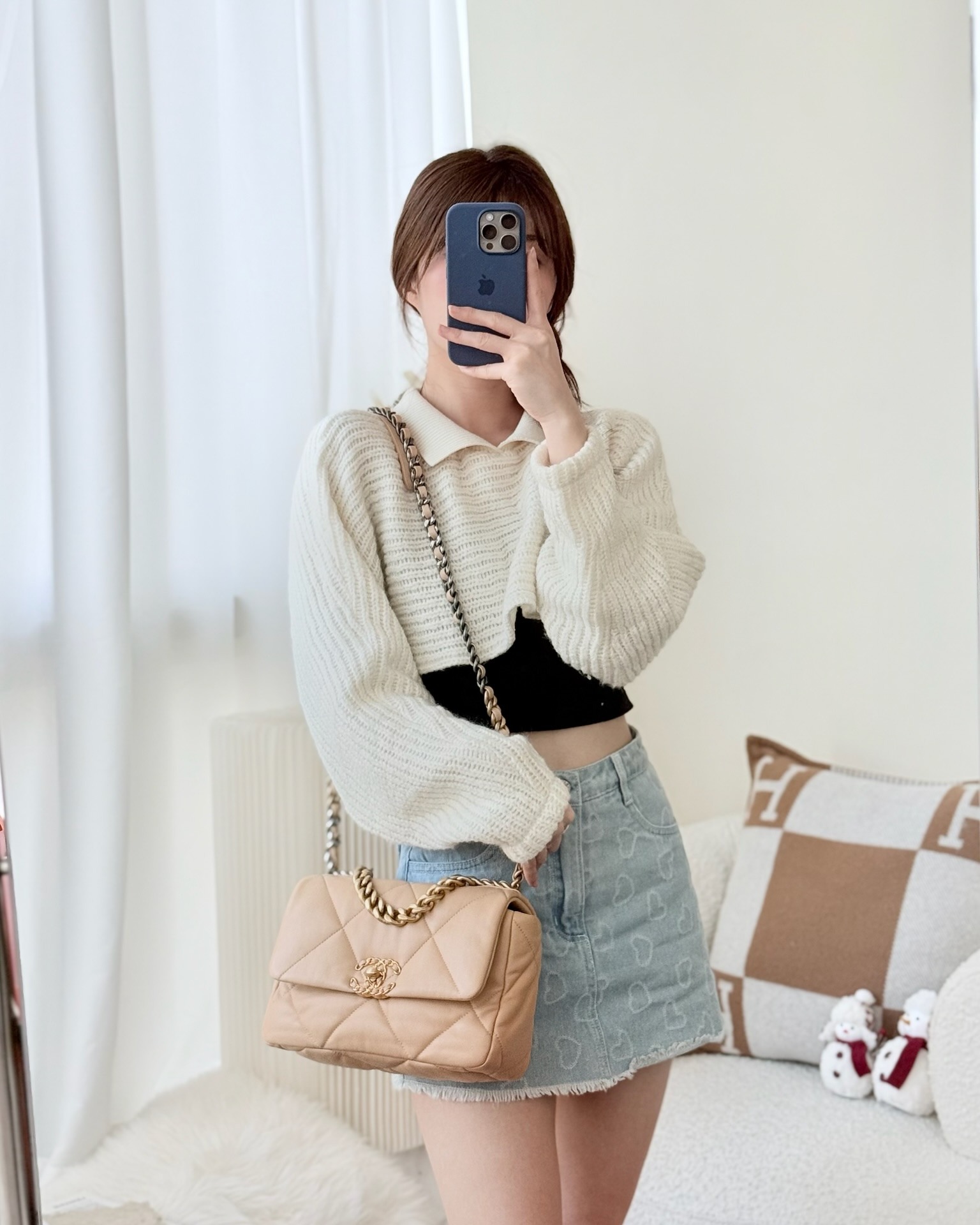 Chanel 19 Small Beige Mixed Hardware