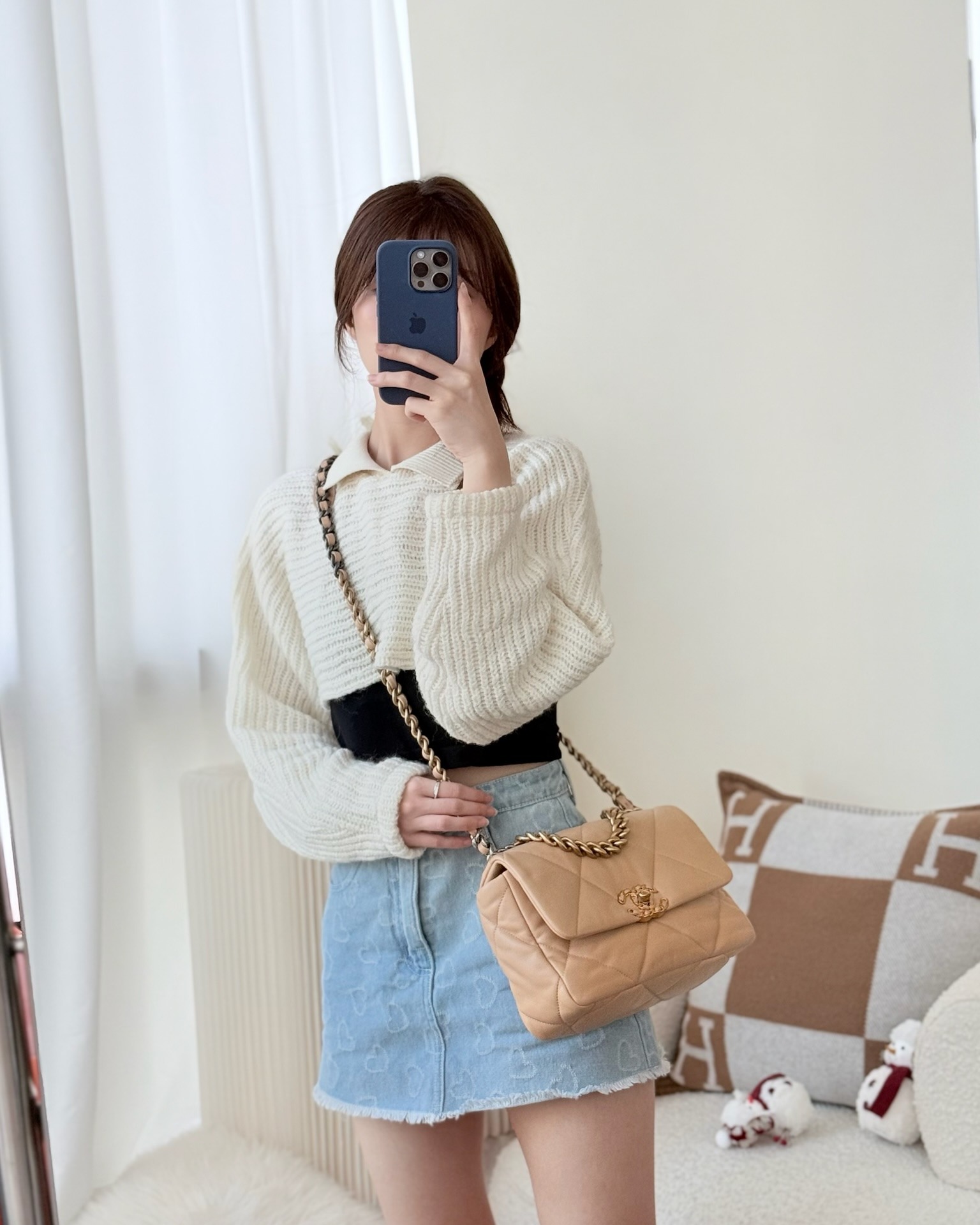 Chanel 19 Small Beige Mixed Hardware