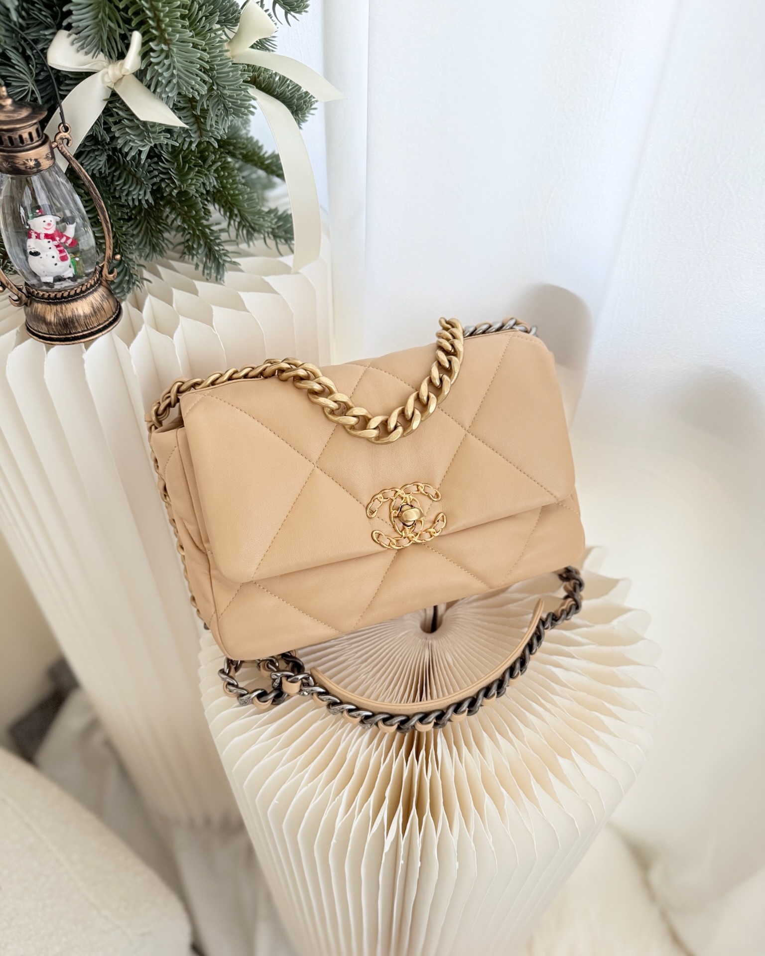 Chanel 19 Small Beige Mixed Hardware