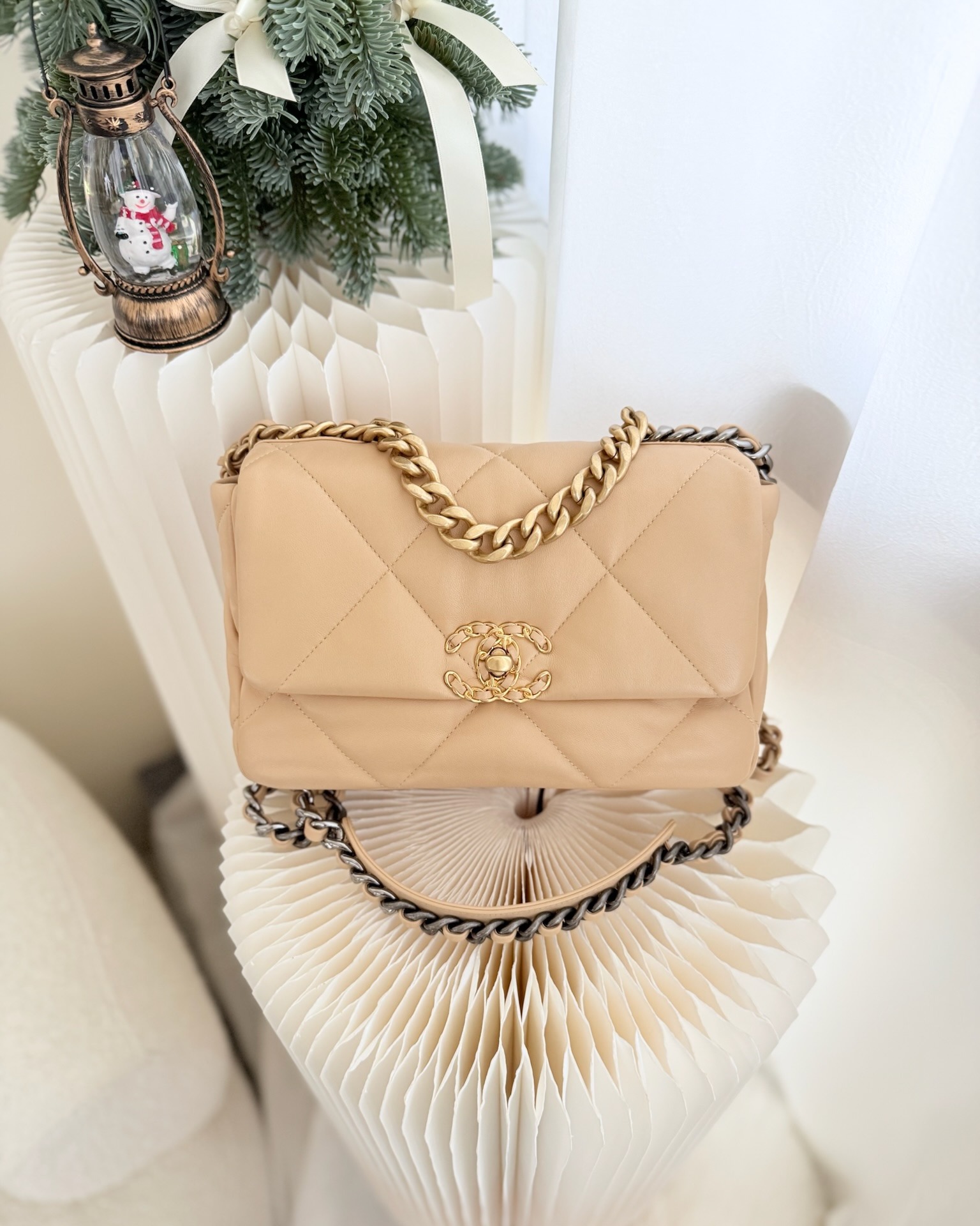 Chanel 19 Small Beige Mixed Hardware