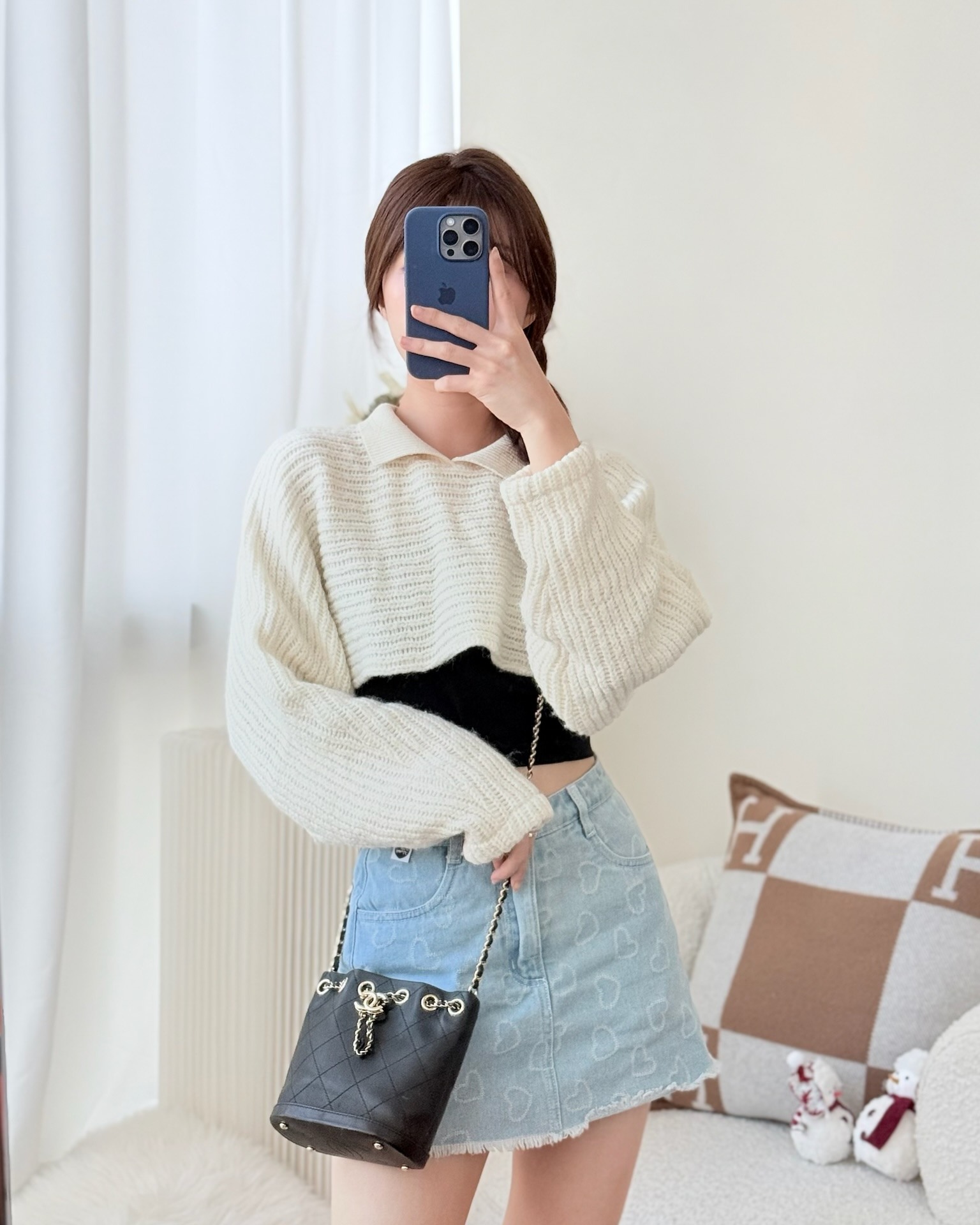 Chanel Quilted Drawstring Black Calfskin Bucket Bag