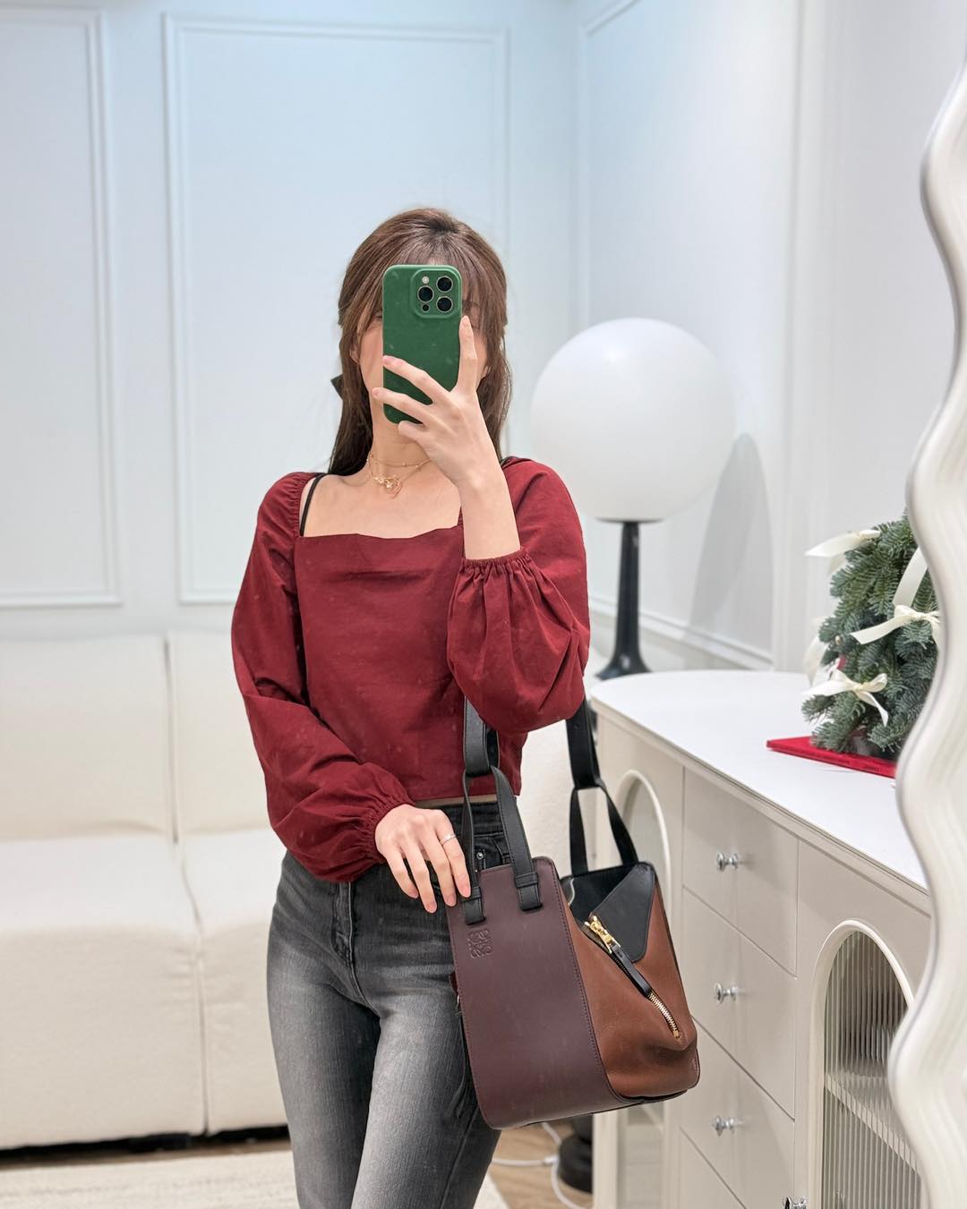 Loewe Small Hammock Shoulder Bag Black/Burgundy/Brown