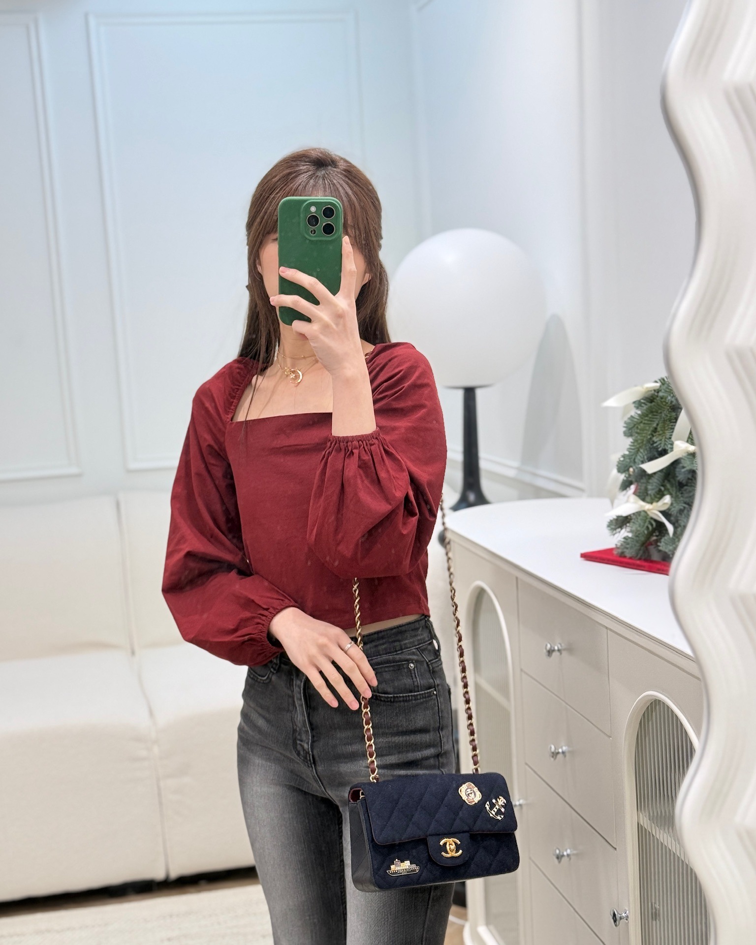 Chanel Paris-Hamburg Charms Mini Rectangular Flap Navy Wool 18C