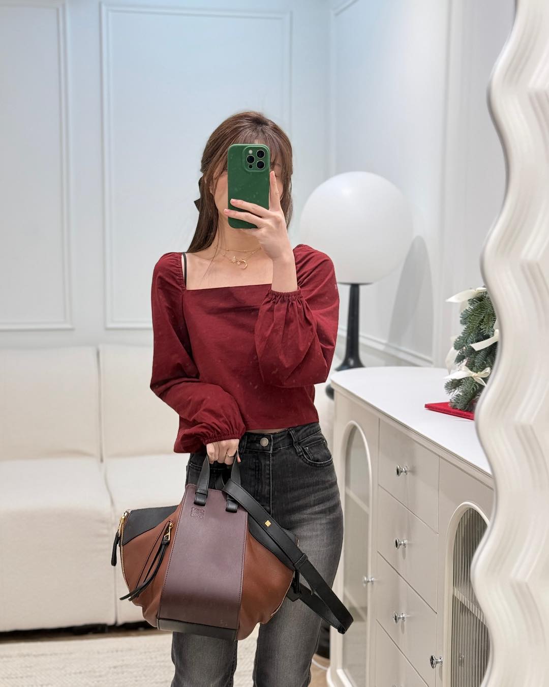 Loewe Small Hammock Shoulder Bag Black/Burgundy/Brown