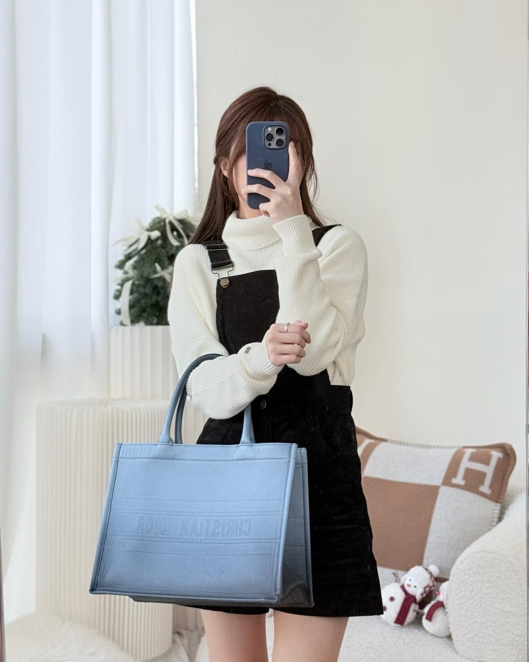 Dior Medium Book Tote Blue Calfskin