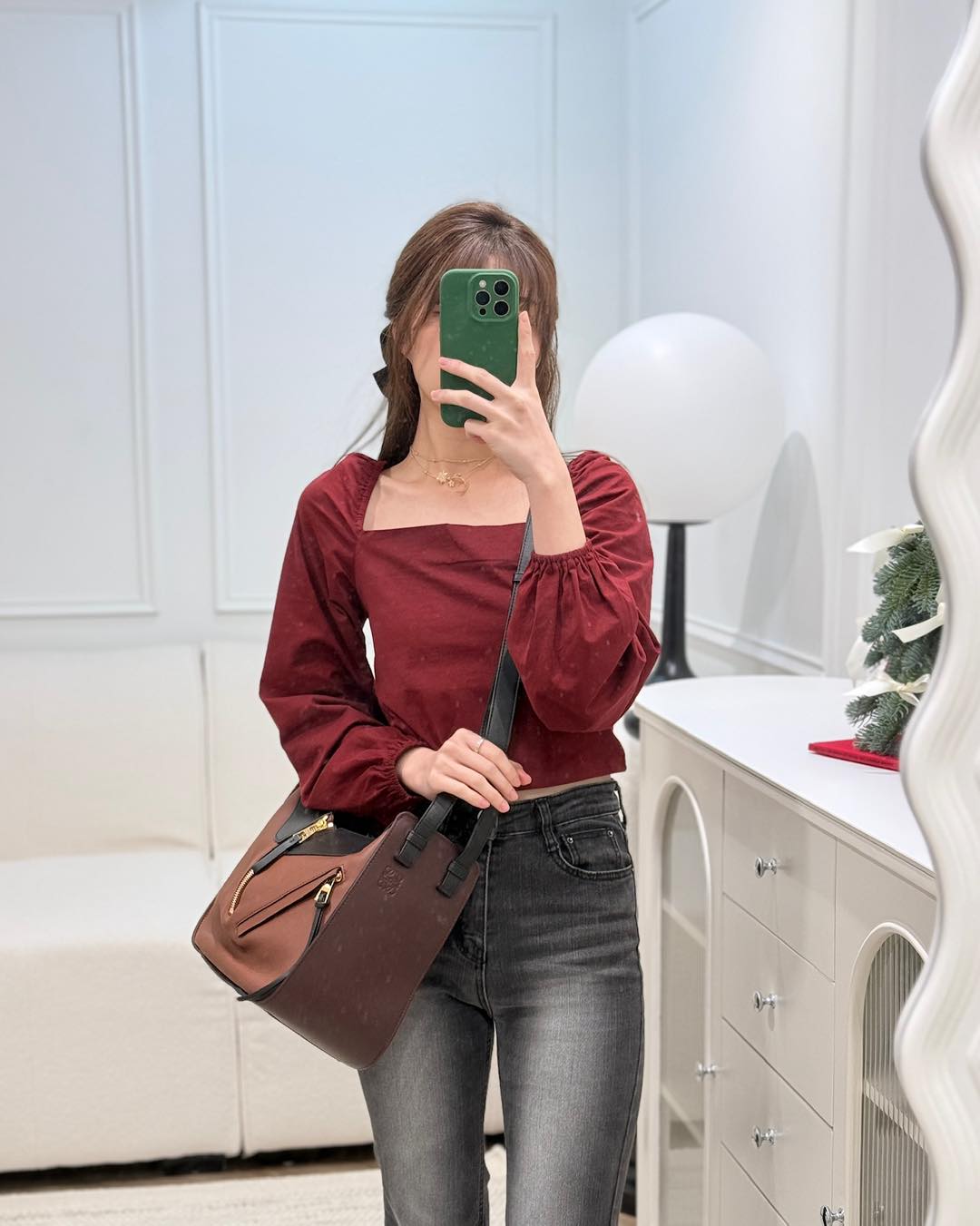 Loewe Small Hammock Shoulder Bag Black/Burgundy/Brown