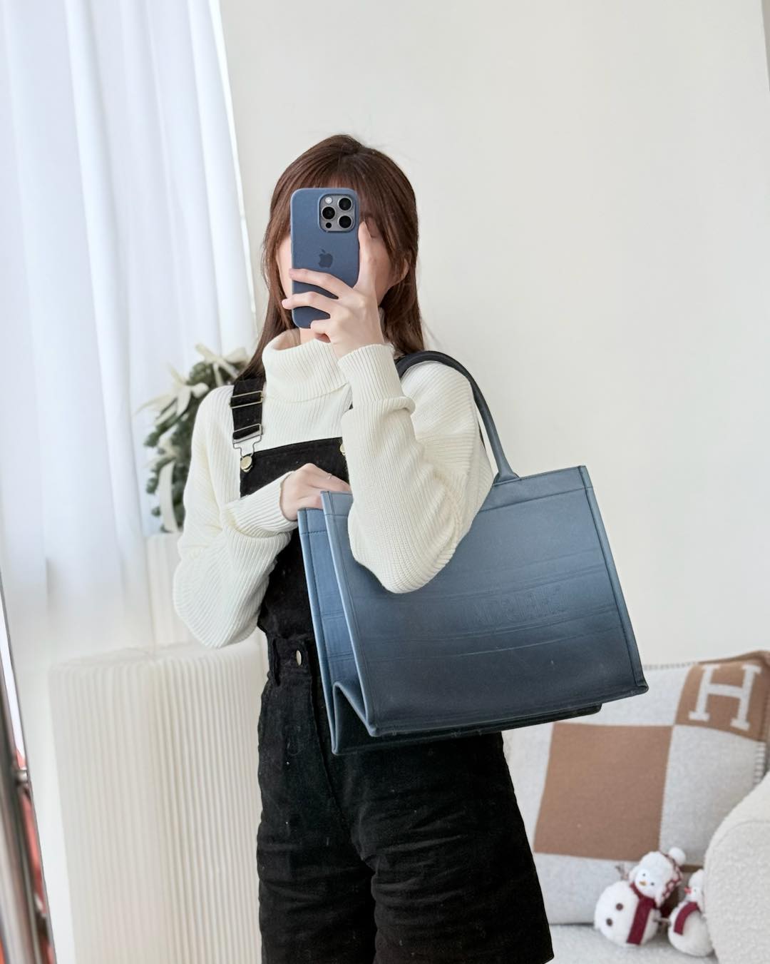 Dior Medium Book Tote Blue Calfskin