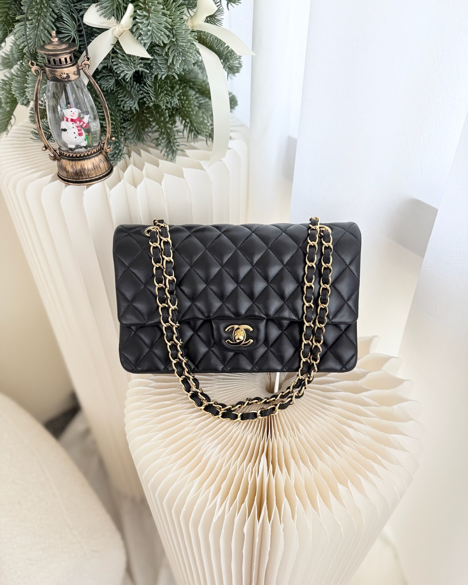 Chanel Classic M/L Medium Flap Quilted Black Lambskin