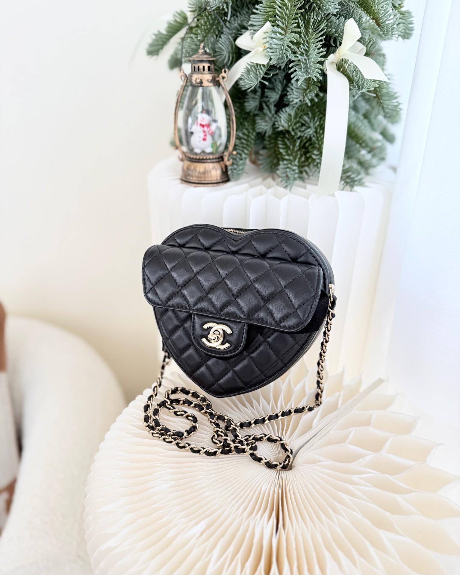 Chanel Large Heart Bag Black Lambskin 22S