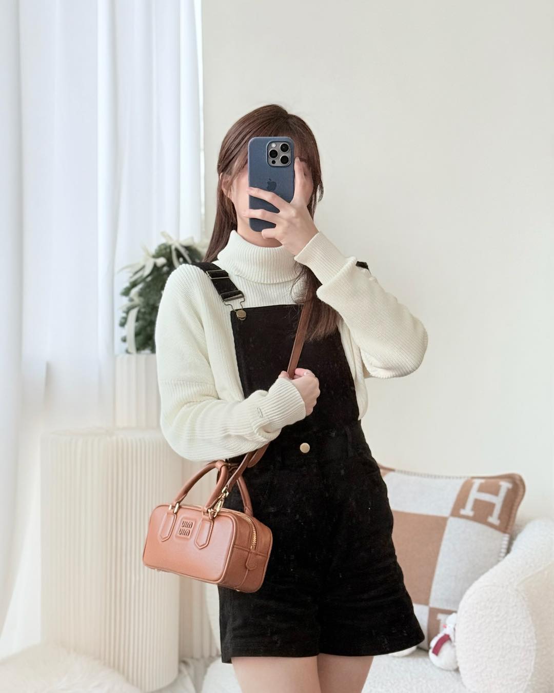 Miu Miu Arcadie Leather Bag Cognac Regular