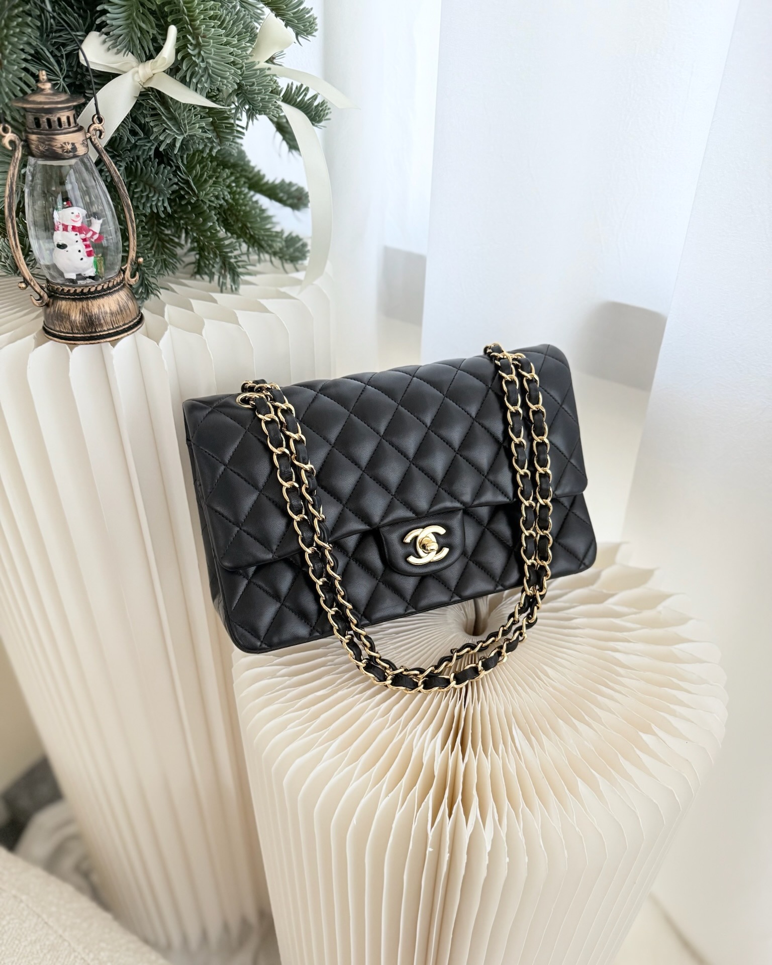 Chanel Classic M/L Medium Flap Quilted Black Lambskin