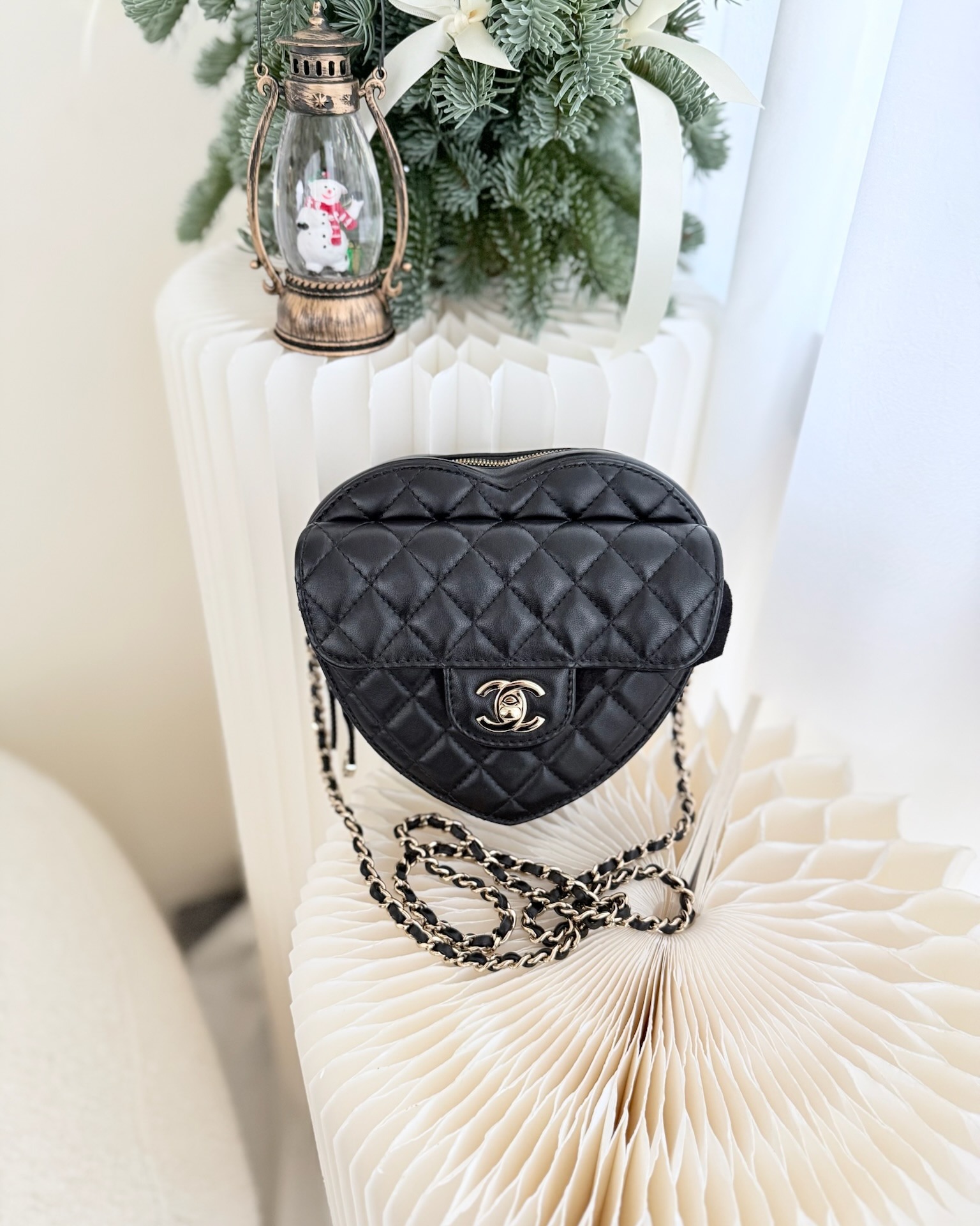 Chanel Large Heart Bag Black Lambskin 22S